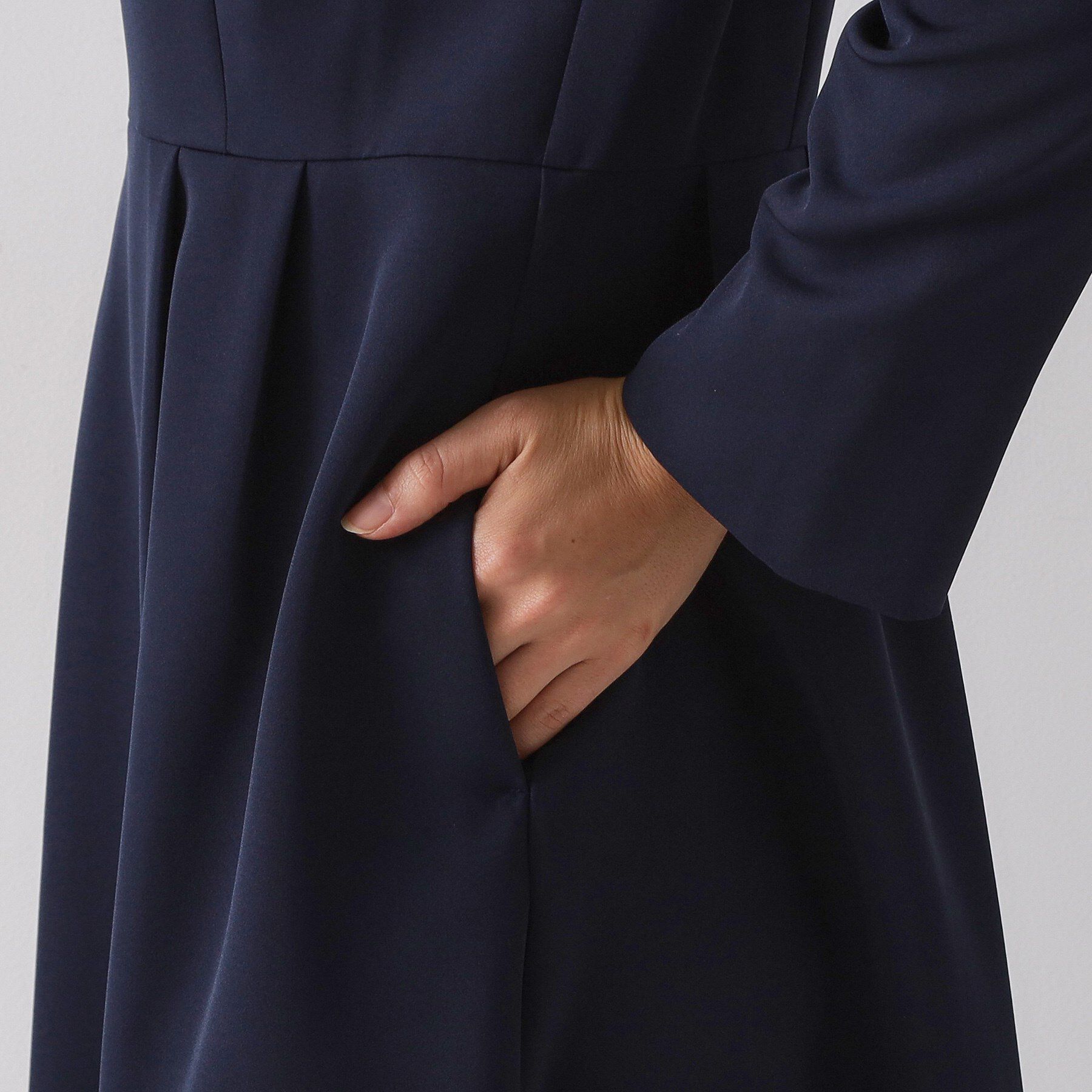 OPAQUE.CLIP「《通勤対応》フィットアンドフレアワンピースダブルクロス【洗濯機OK】」|ワンピース|