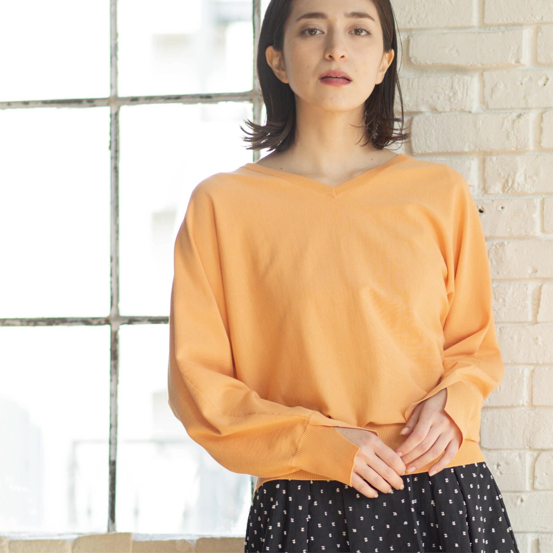 OPAQUE.CLIP「リラクシードルマンスリーブニット【洗濯機OK/抗ピル】」|ニット・セーター|オレンジ(066)