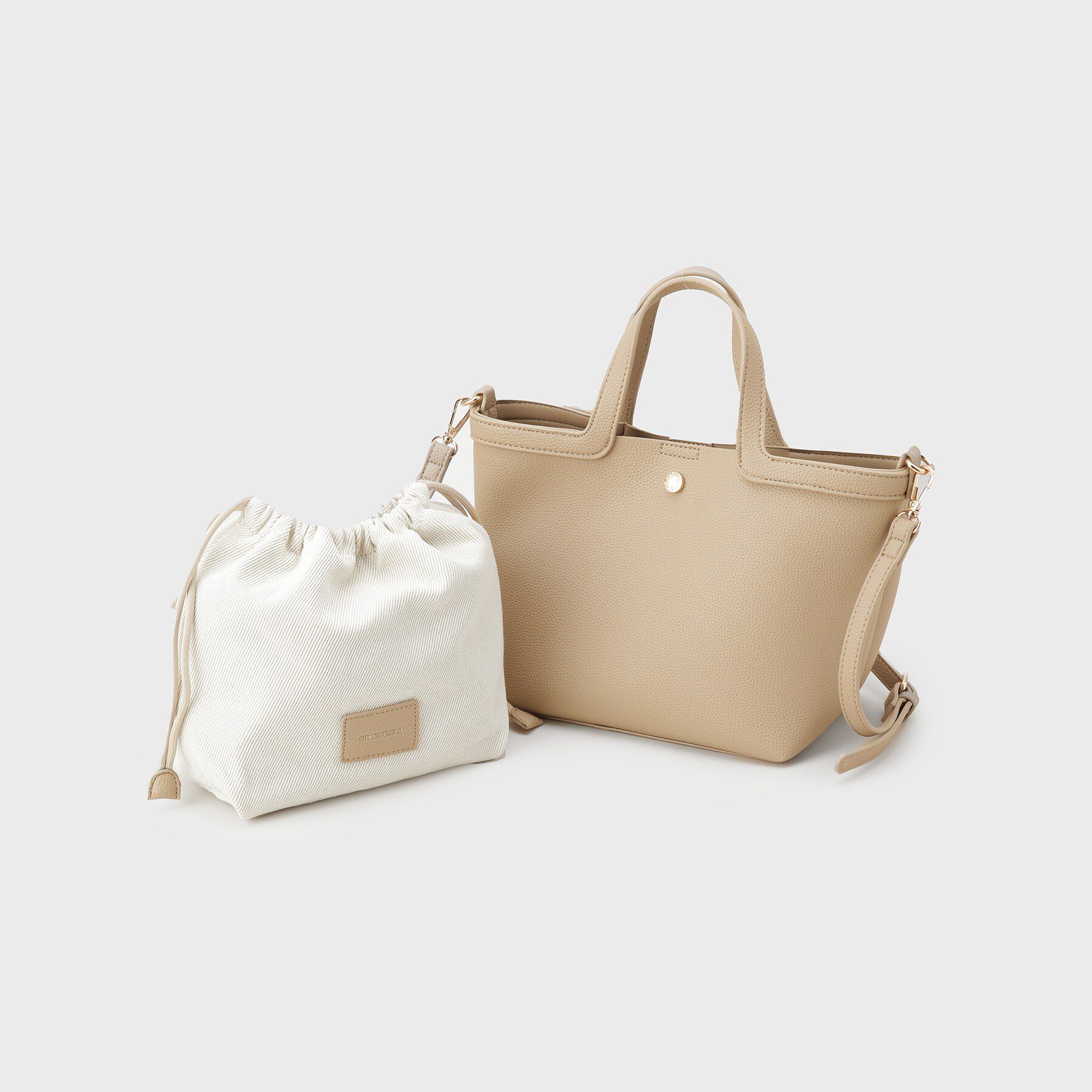 OPAQUE.CLIP「【2WAY/巾着付き】シュリンクミドルトートバッグ」|ショルダー・メッセンジャー|