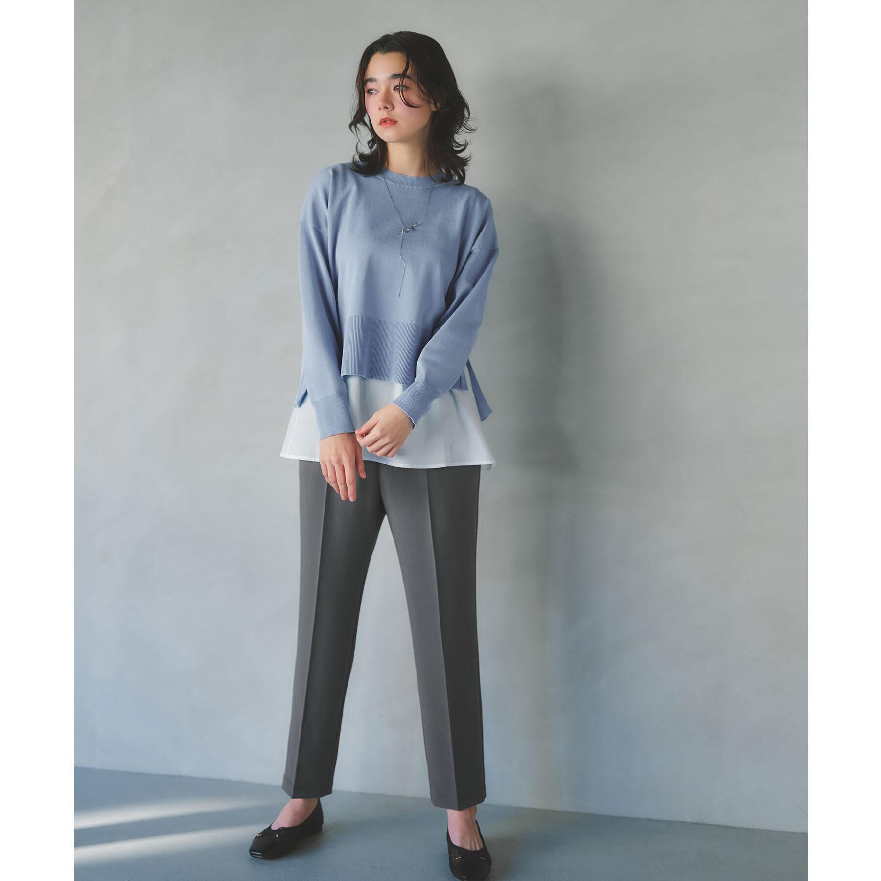 OPAQUE.CLIP「《ツインセット》ワイドニット&times;裾フレアタンクトップ【洗濯機OK】」|ニット・セーター|