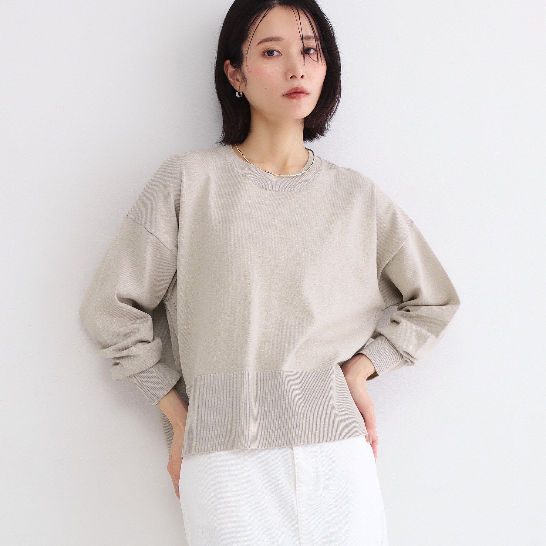 OPAQUE.CLIP「《ツインセット》ワイドニット&times;裾フレアタンクトップ【洗濯機OK】」|ニット・セーター|