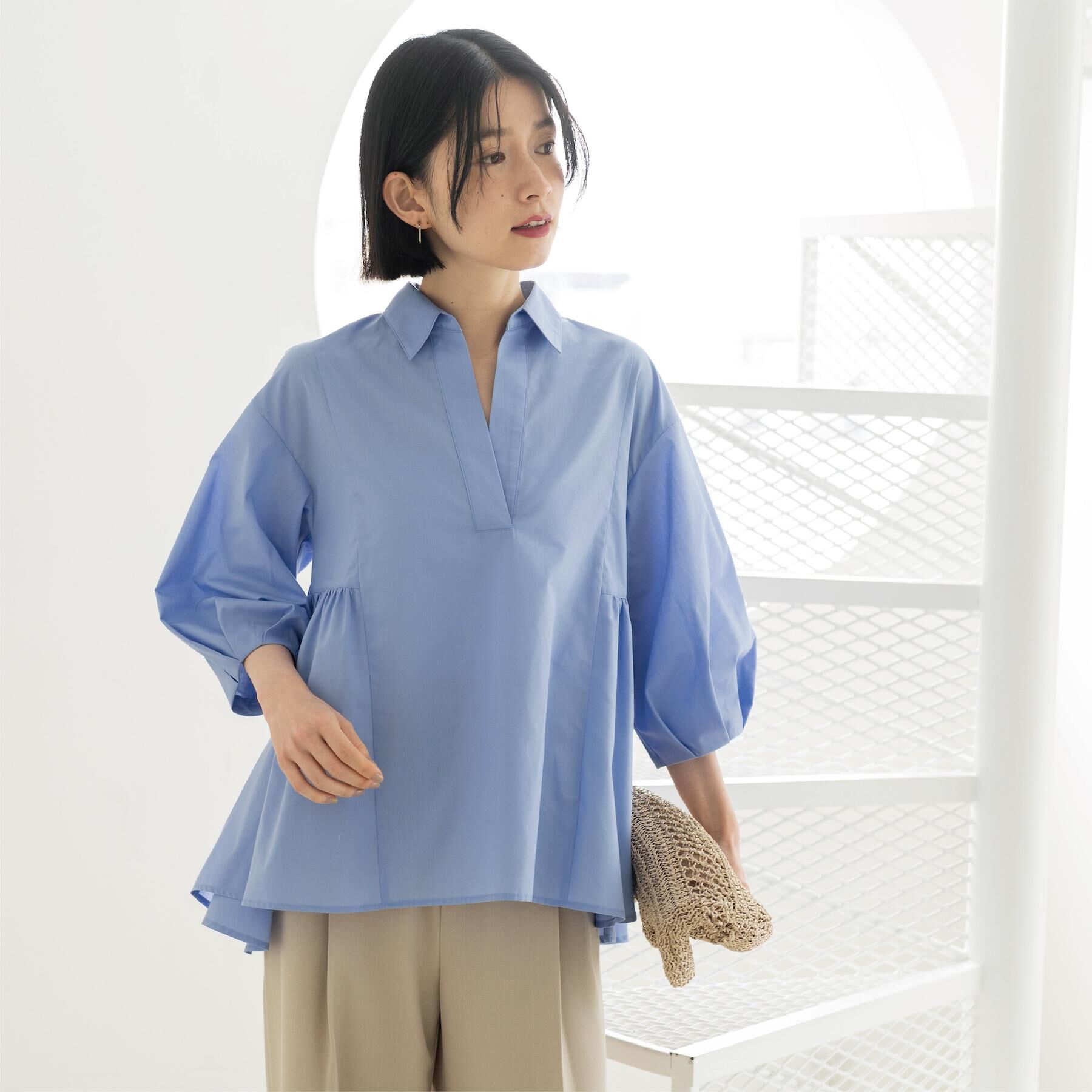 OPAQUE.CLIP「スキッパーペプラムブラウス【洗濯機OK】」|シャツ・ブラウス|