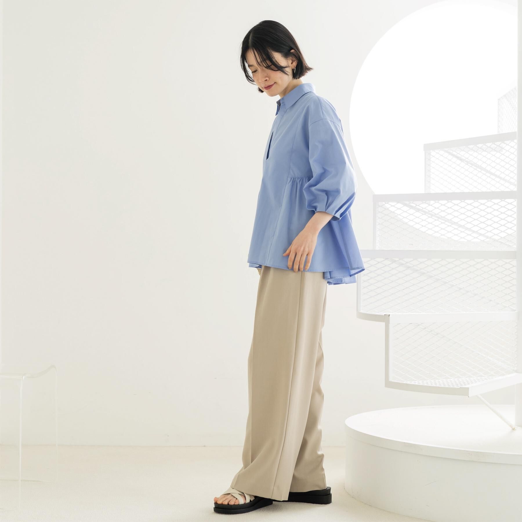 OPAQUE.CLIP「スキッパーペプラムブラウス【洗濯機OK】」|シャツ・ブラウス|