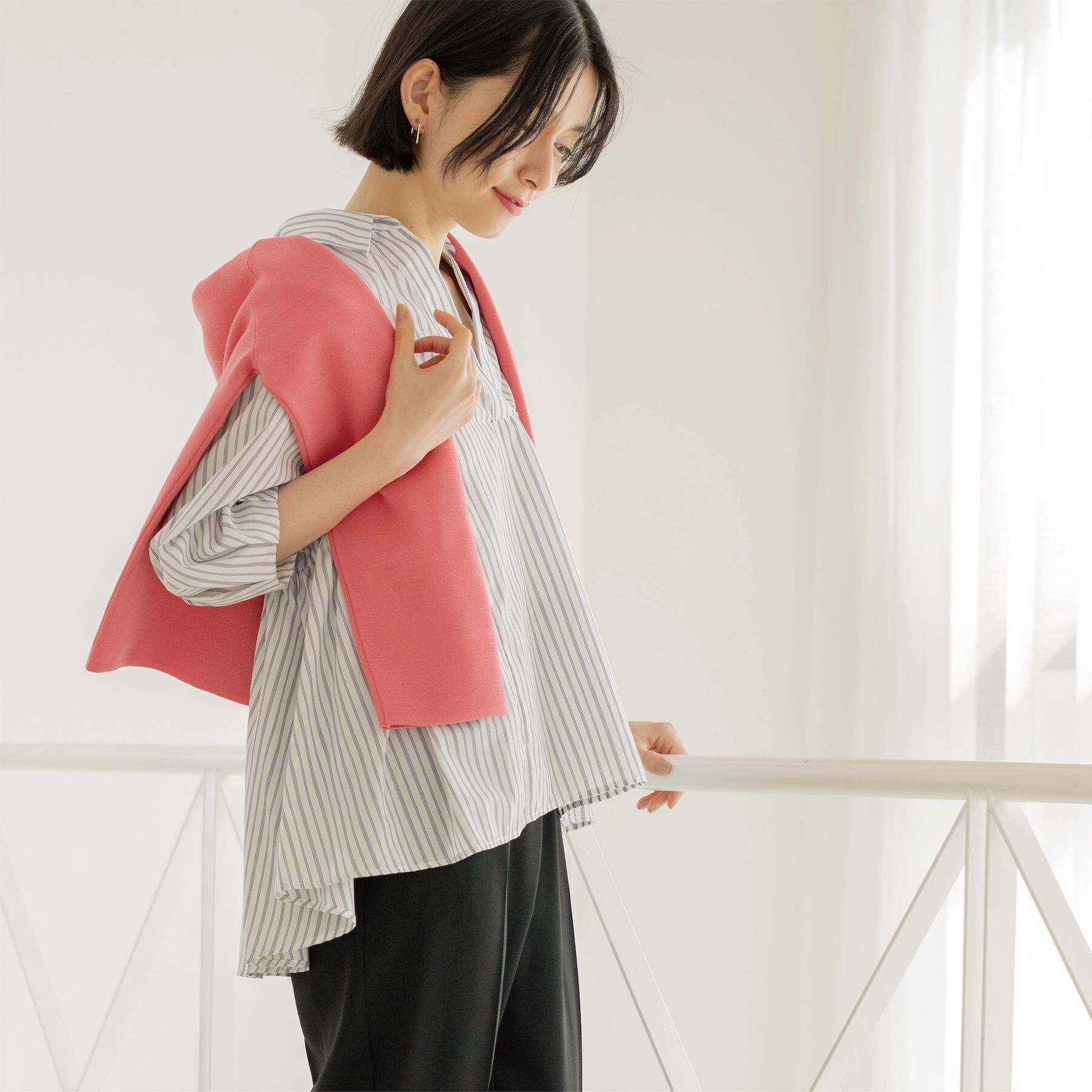 OPAQUE.CLIP「スキッパーペプラムブラウス【洗濯機OK】」|シャツ・ブラウス|