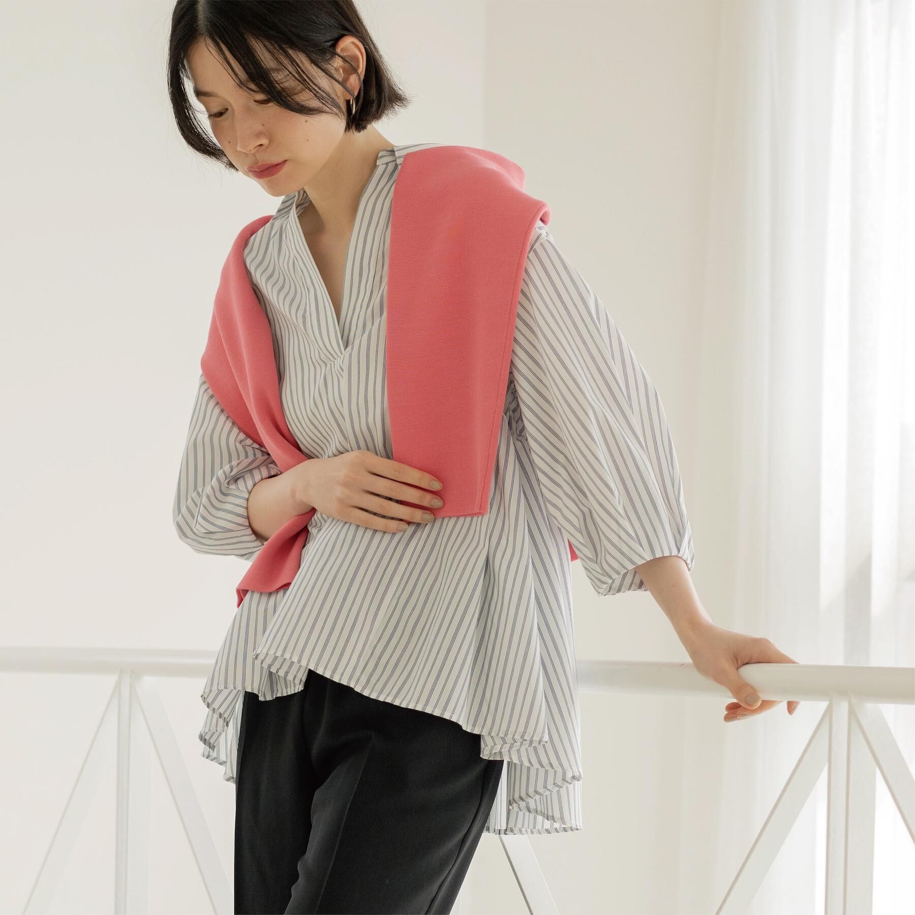 OPAQUE.CLIP「スキッパーペプラムブラウス【洗濯機OK】」|シャツ・ブラウス|