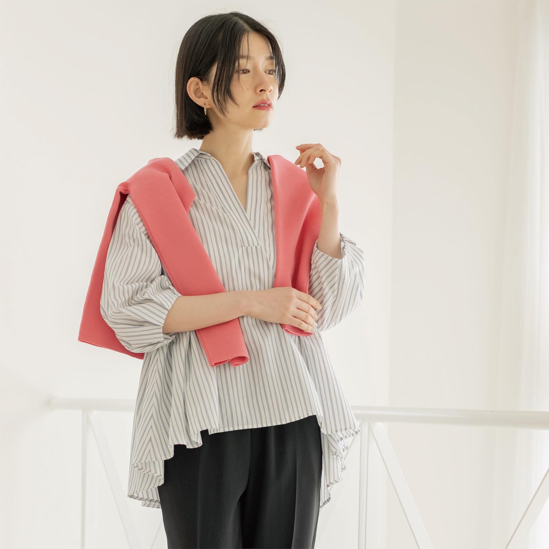 OPAQUE.CLIP「スキッパーペプラムブラウス【洗濯機OK】」|シャツ・ブラウス|