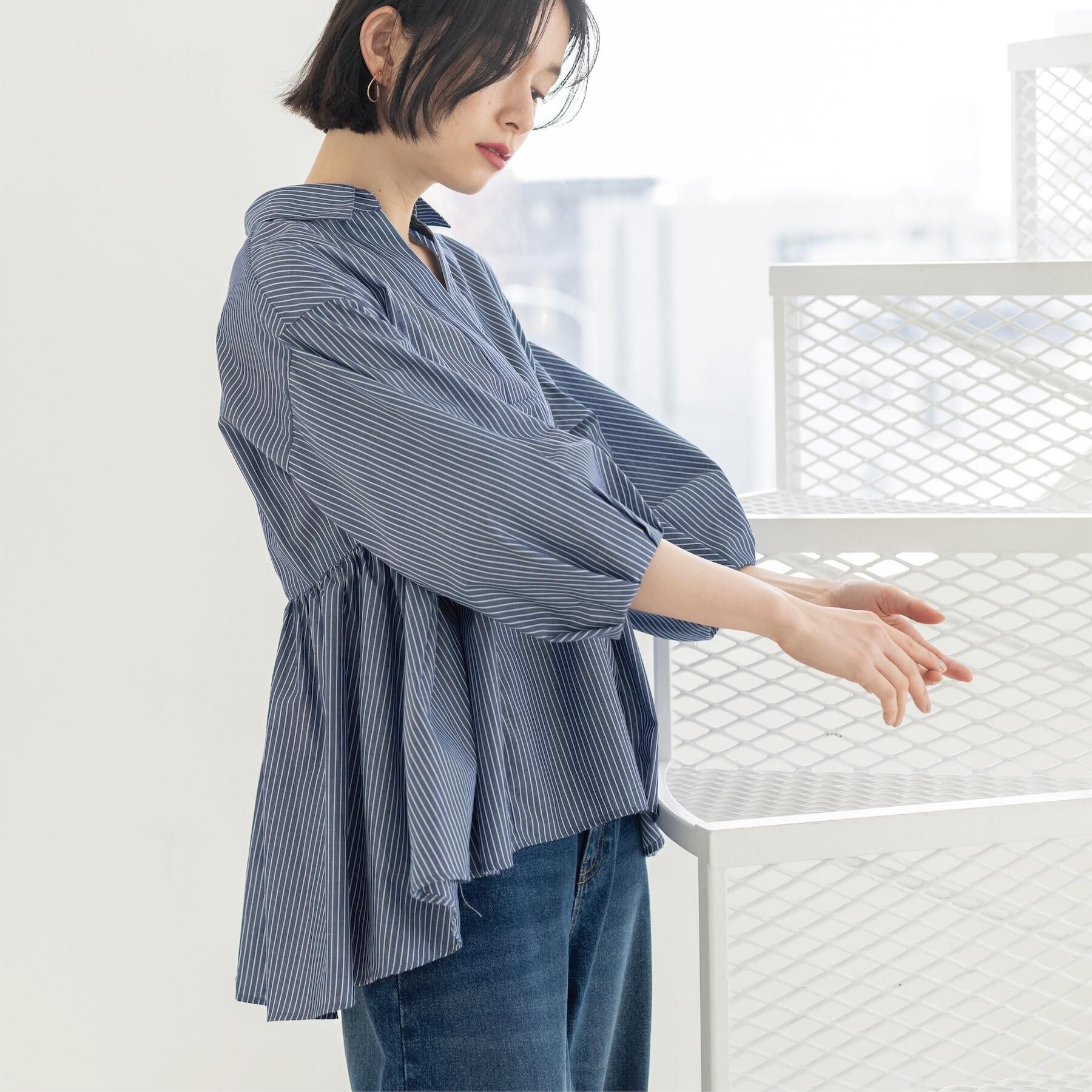 OPAQUE.CLIP「スキッパーペプラムブラウス【洗濯機OK】」|シャツ・ブラウス|