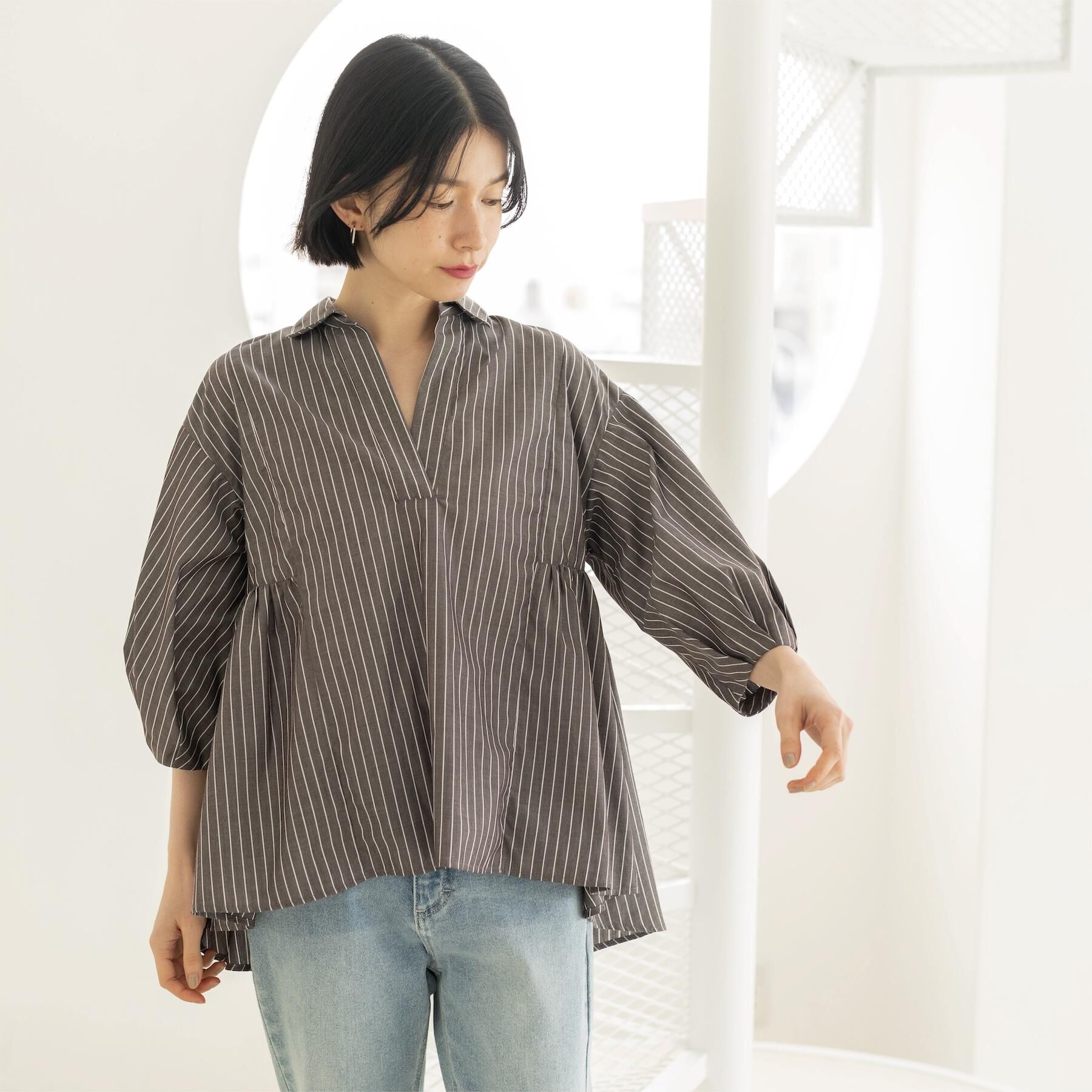 OPAQUE.CLIP「スキッパーペプラムブラウス【洗濯機OK】」|シャツ・ブラウス|