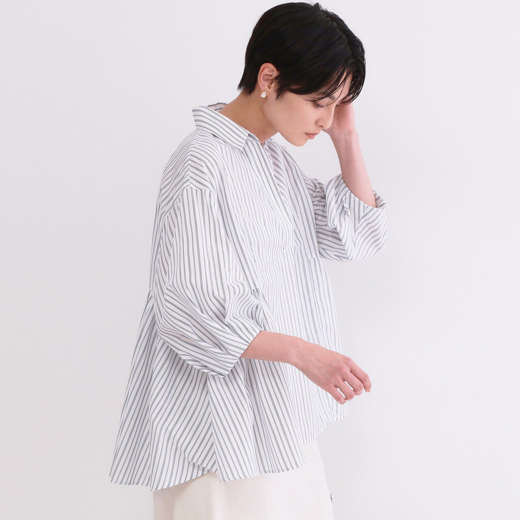 OPAQUE.CLIP「スキッパーペプラムブラウス【洗濯機OK】」|シャツ・ブラウス|