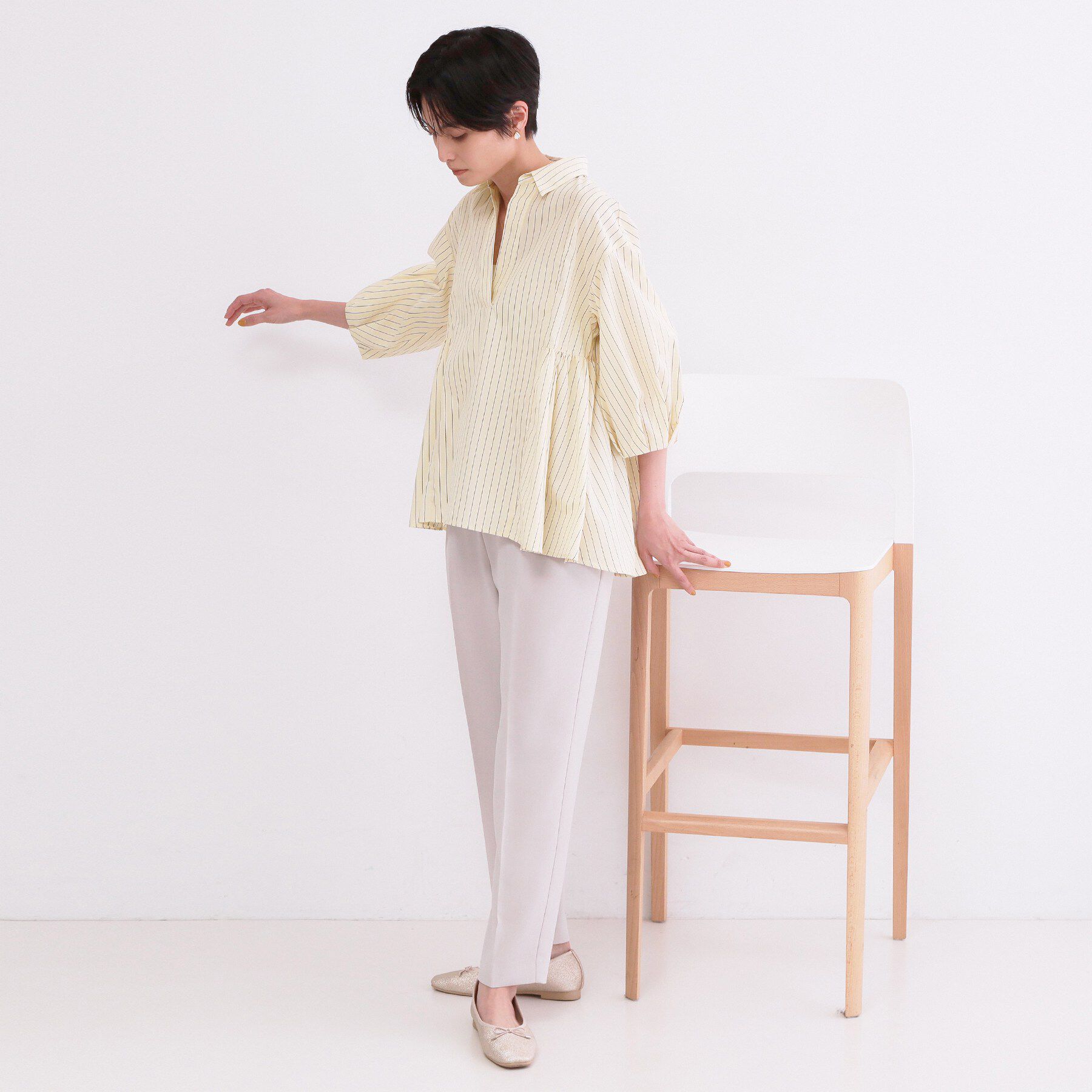 OPAQUE.CLIP「スキッパーペプラムブラウス【洗濯機OK】」|シャツ・ブラウス|