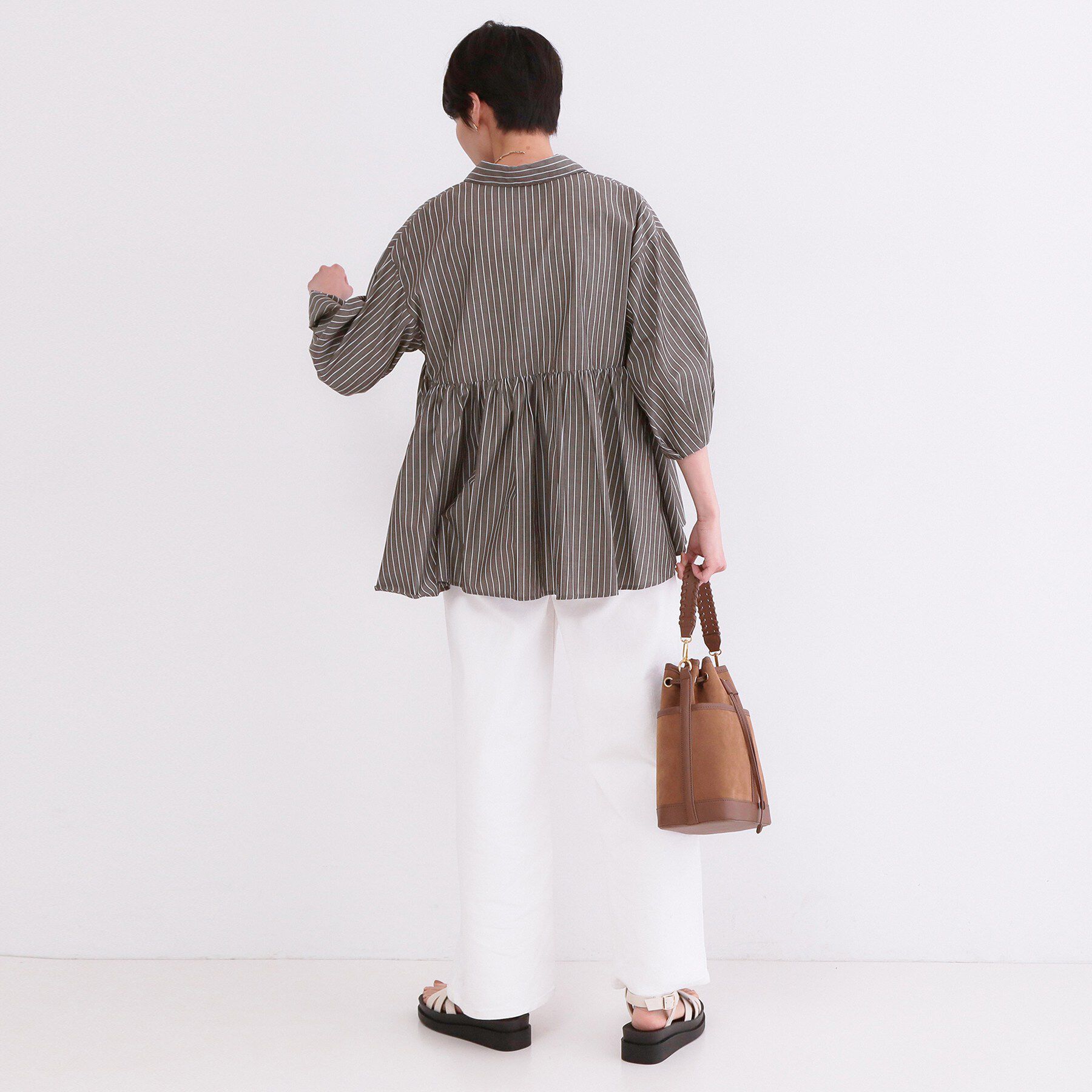 OPAQUE.CLIP「スキッパーペプラムブラウス【洗濯機OK】」|シャツ・ブラウス|