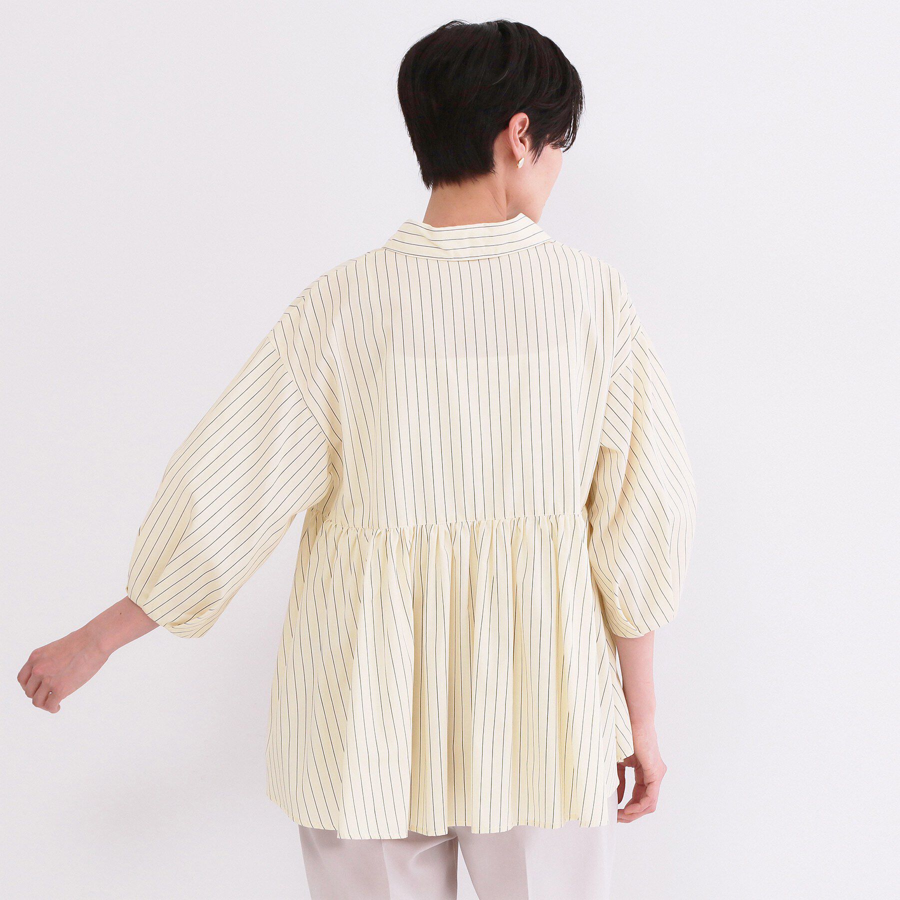 OPAQUE.CLIP「スキッパーペプラムブラウス【洗濯機OK】」|シャツ・ブラウス|