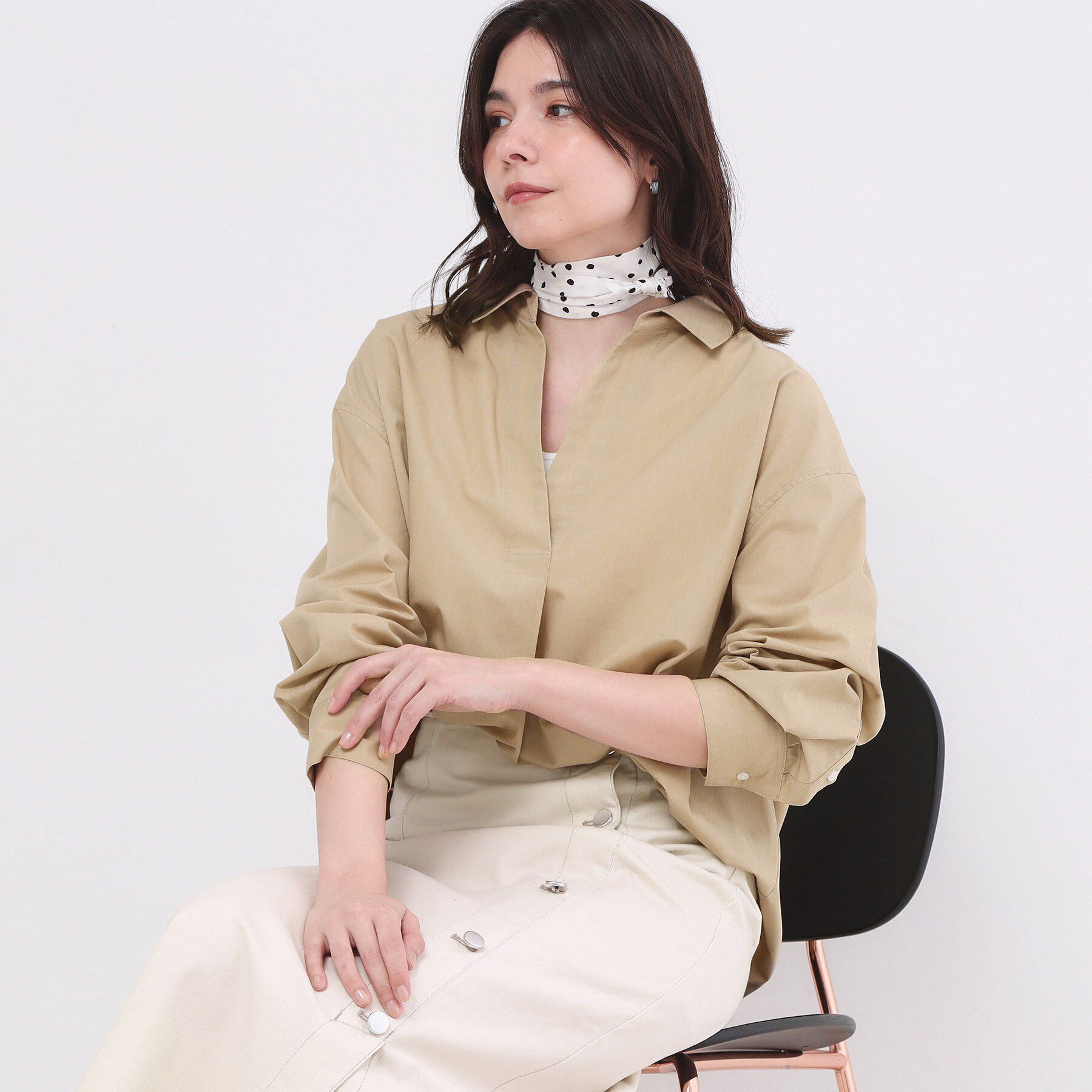 OPAQUE.CLIP「バックシャンスキッパーシャツ【洗濯機OK】」|シャツ・ブラウス|ベージュ(052)