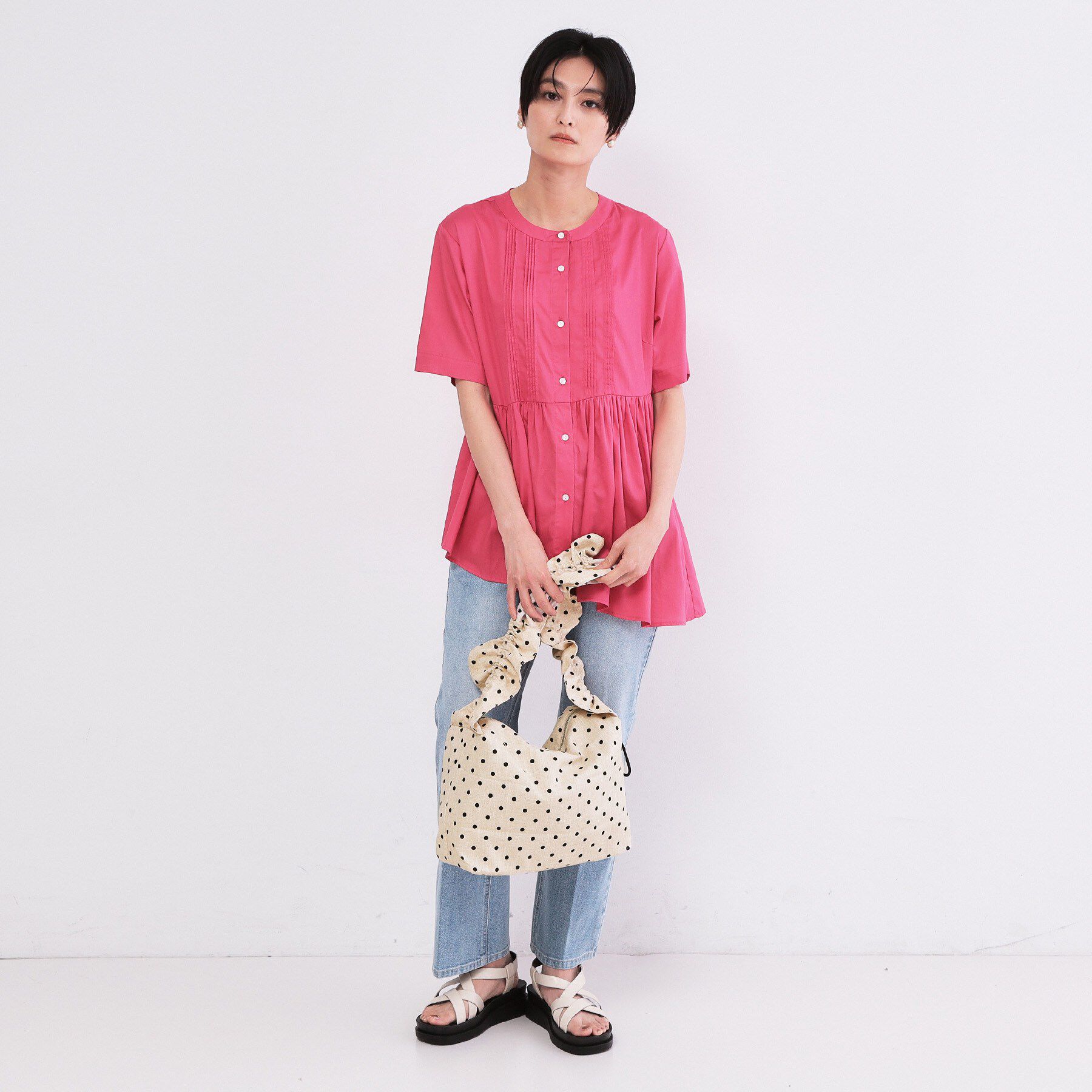 OPAQUE.CLIP「2WAYフリルハンドルドロストミドルバッグ」|ショルダー・メッセンジャー|