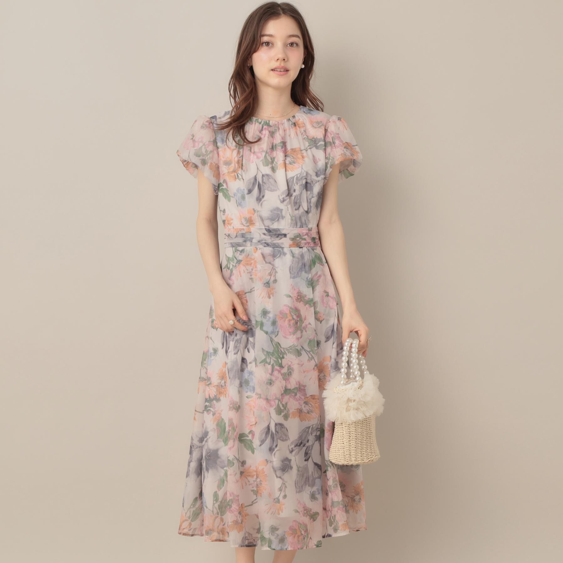 Couture broach「【花柄・一枚で着映える・細見え】Summerオーガンフルールワンピース」|ワンピース|