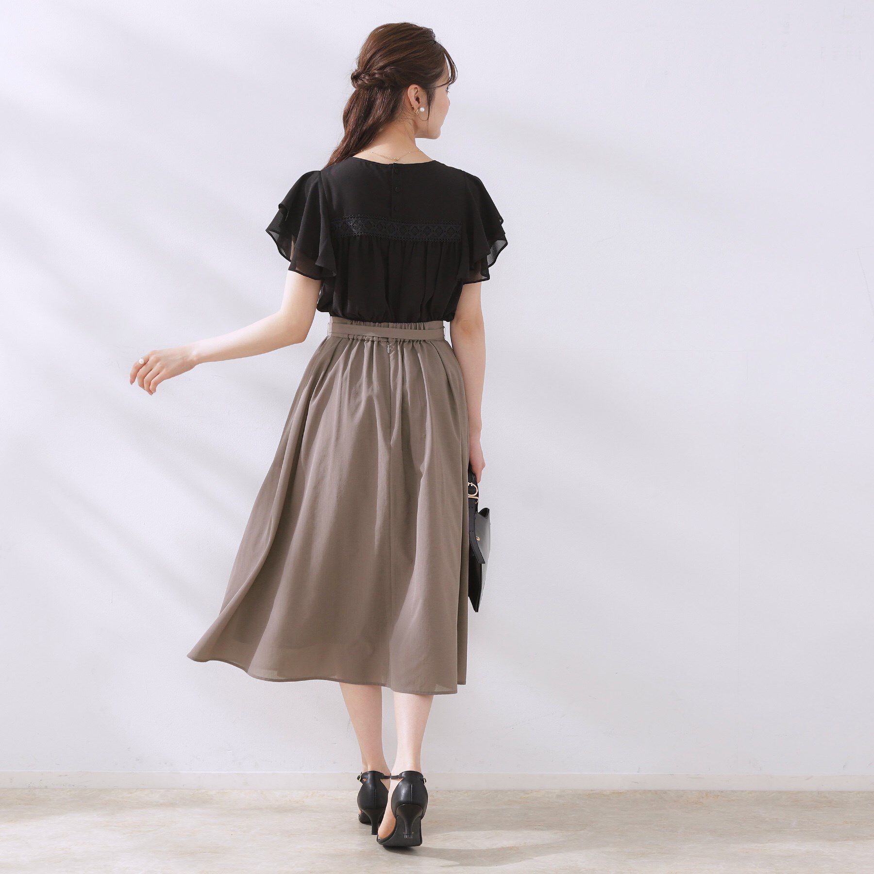 Couture broach「【きれいめ・通勤】細リボン付きパレットボイルスカート」|スカート|