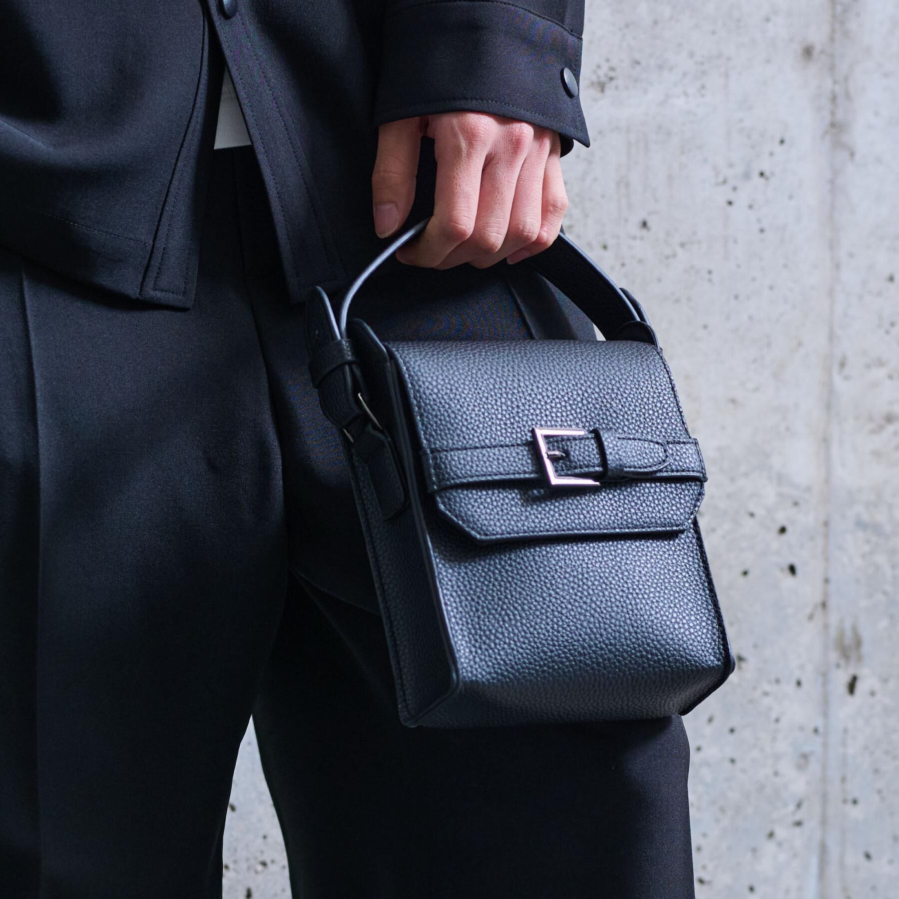 THE SHOP TK「ショルダーベルト付きミニハンドルバッグ 2WAY／ユニセックス」|ショルダー・メッセンジャー|ブラック(019)