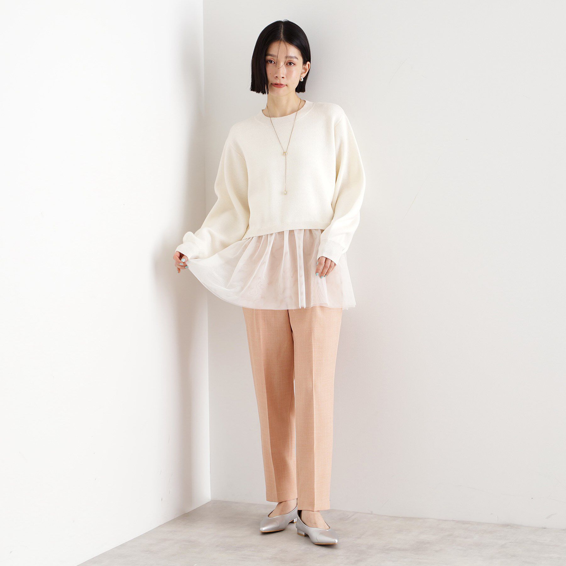 THE SHOP TK「裾チュールプルオーバー【洗える】」|ニット・セーター|