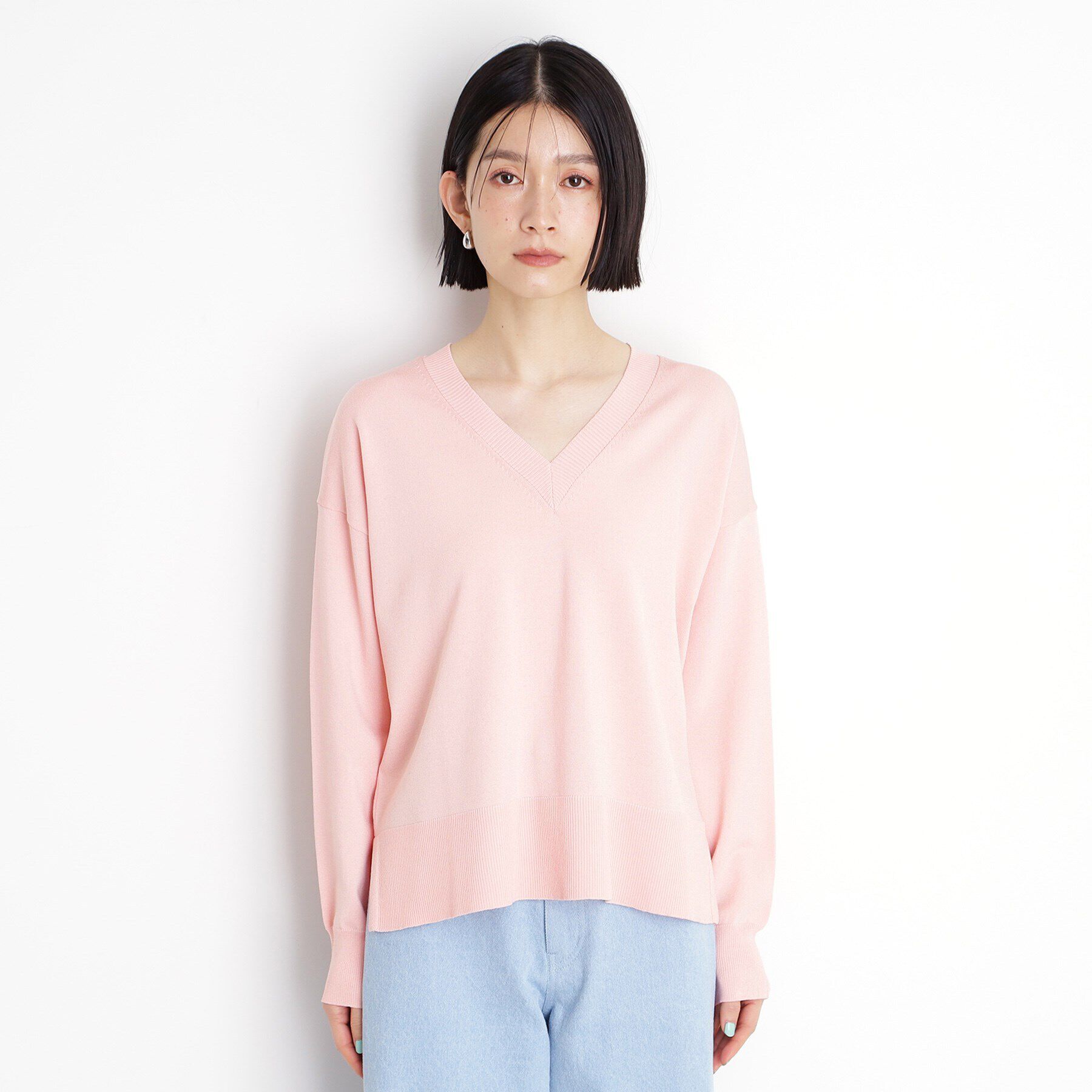 THE SHOP TK「【毛玉になりにくい】さらっとキレイVネックニット/洗濯機OK」|ニット・セーター|