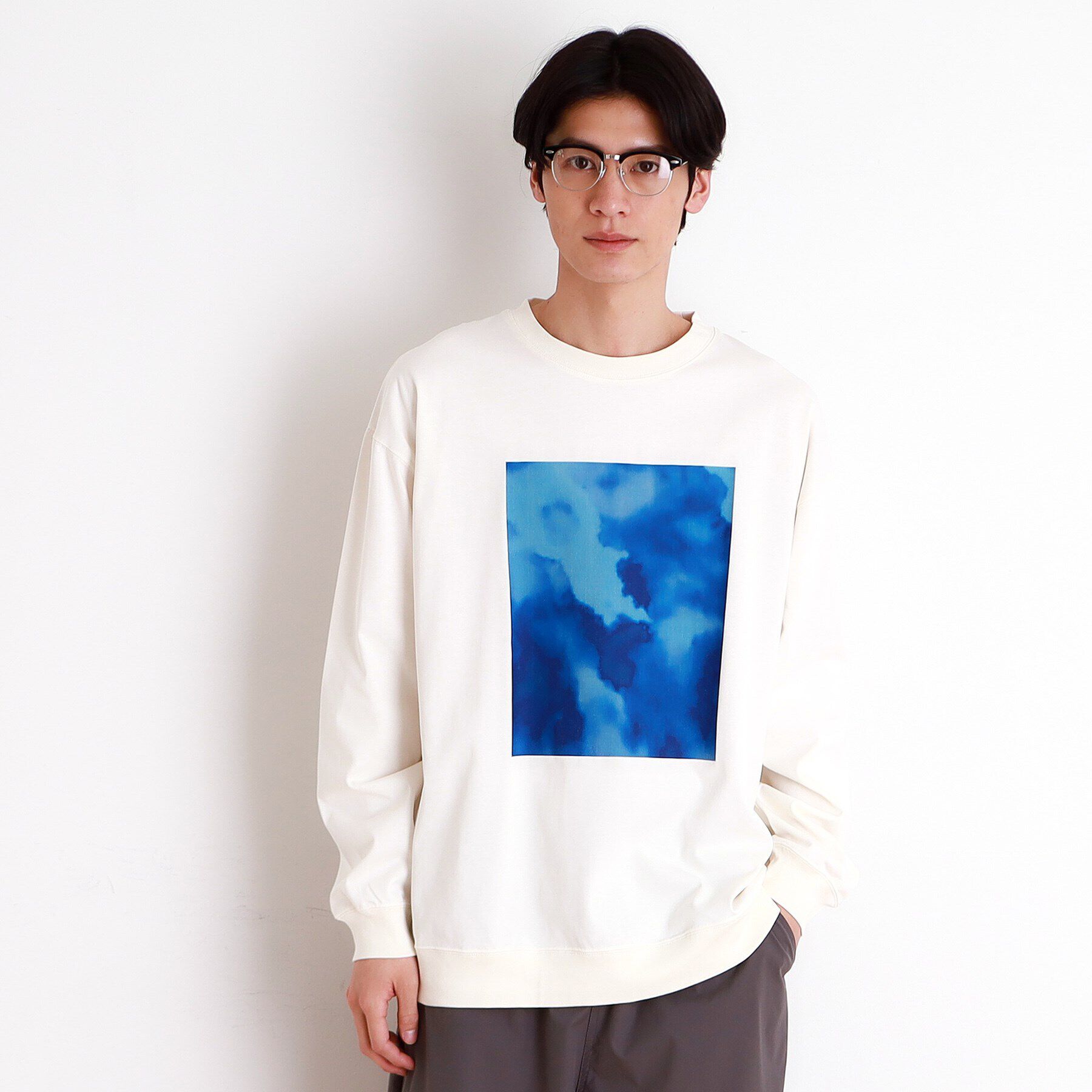 THE SHOP TK「プリントリブ長袖Tシャツ」|Tシャツ・カットソー|オフホワイト(103