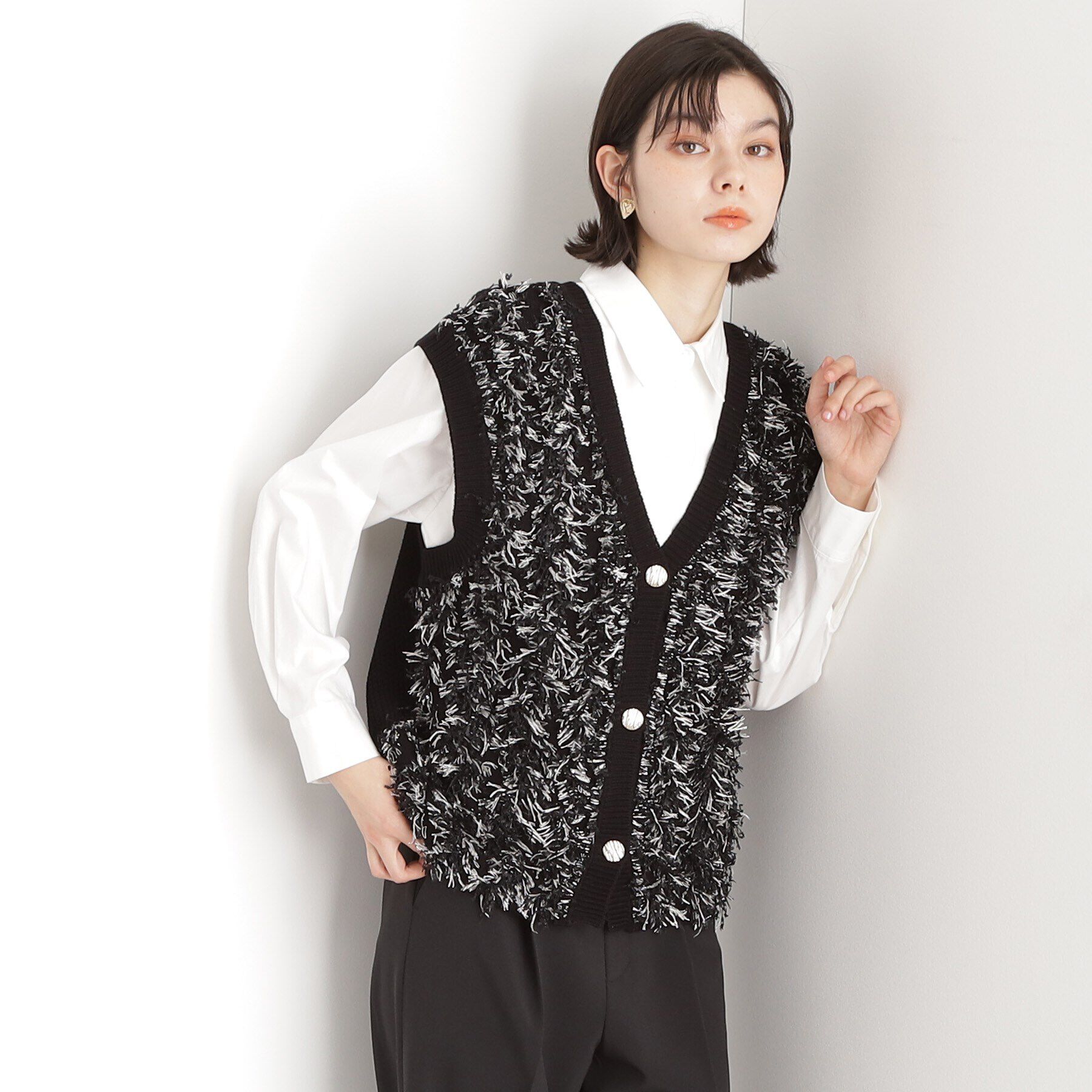 THE SHOP TK「テープヤーンベスト」|ベスト・ジレ|ブラック(419)