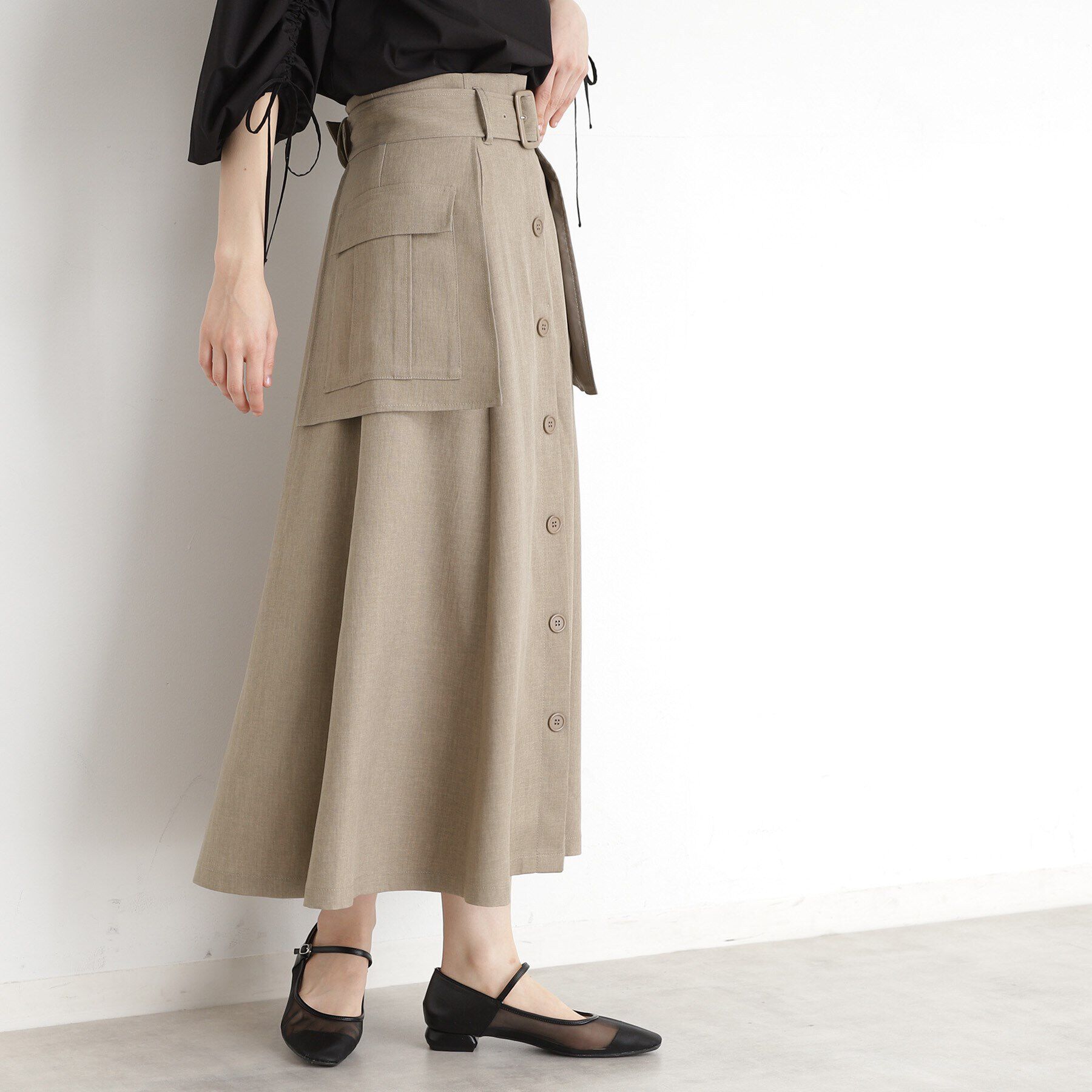 THE SHOP TK「フラップベルト付きスカート【洗える】」|スカート|