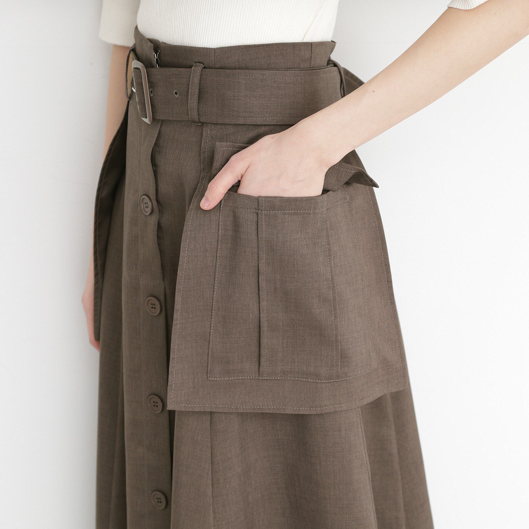 THE SHOP TK「フラップベルト付きスカート【洗える】」|スカート|