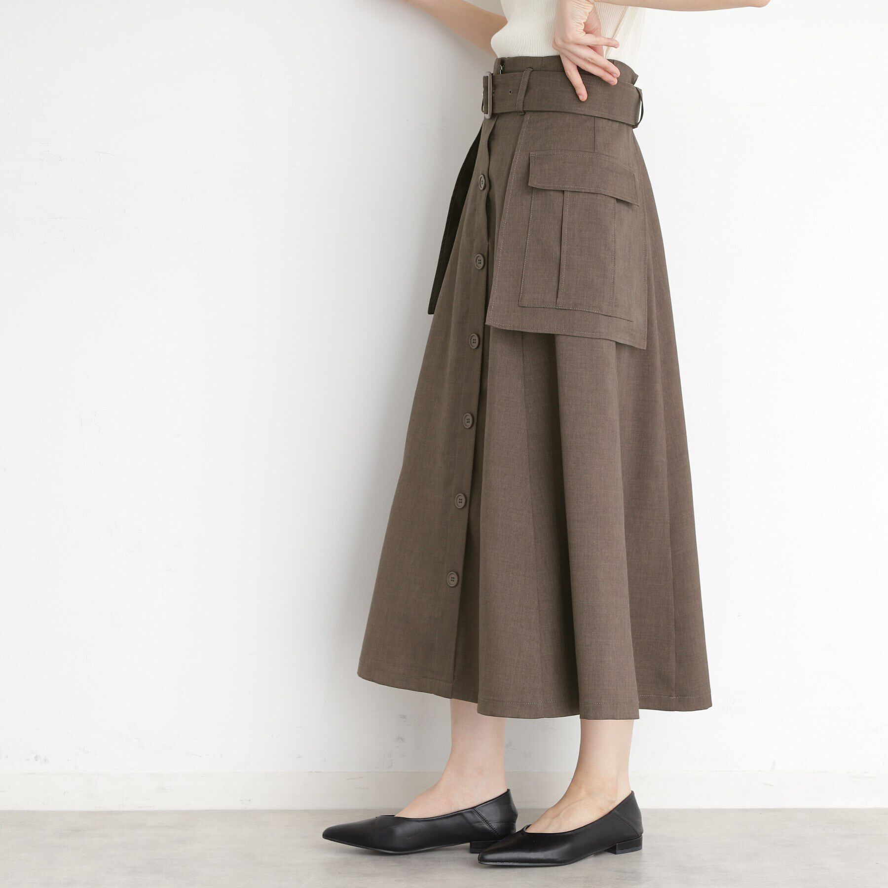 THE SHOP TK「フラップベルト付きスカート【洗える】」|スカート|