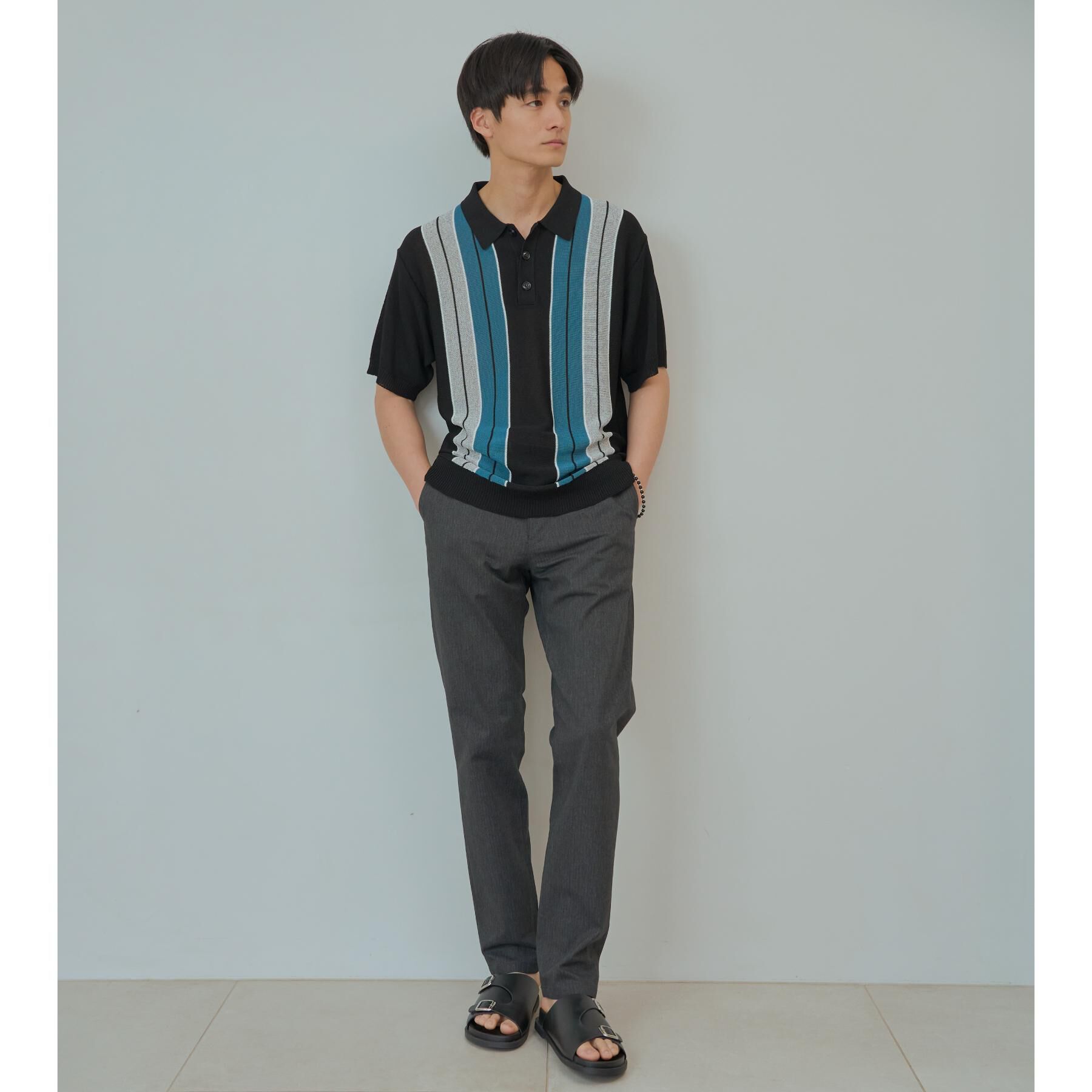 THE SHOP TK「【日本テレビ系　ダメマネ！出演　鈴木仁さん着用】マルチストライプニットポロシャツ」|ポロシャツ|