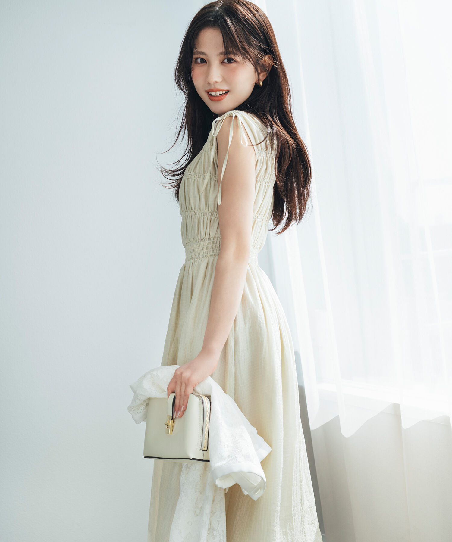  「シアーチェックギャザーワンピース」|ワンピース|