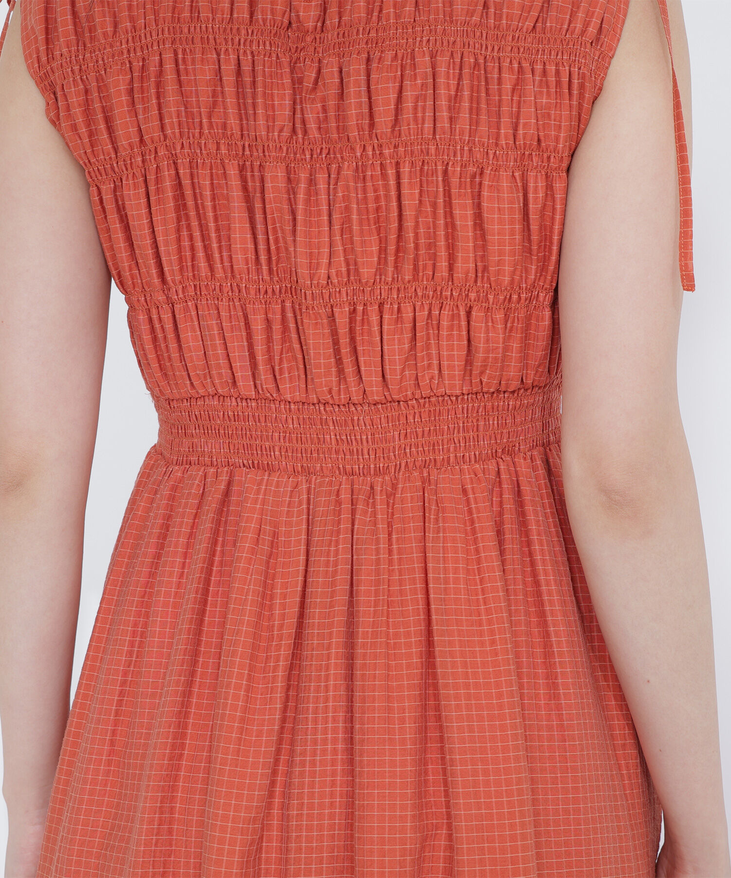  「シアーチェックギャザーワンピース」|ワンピース|