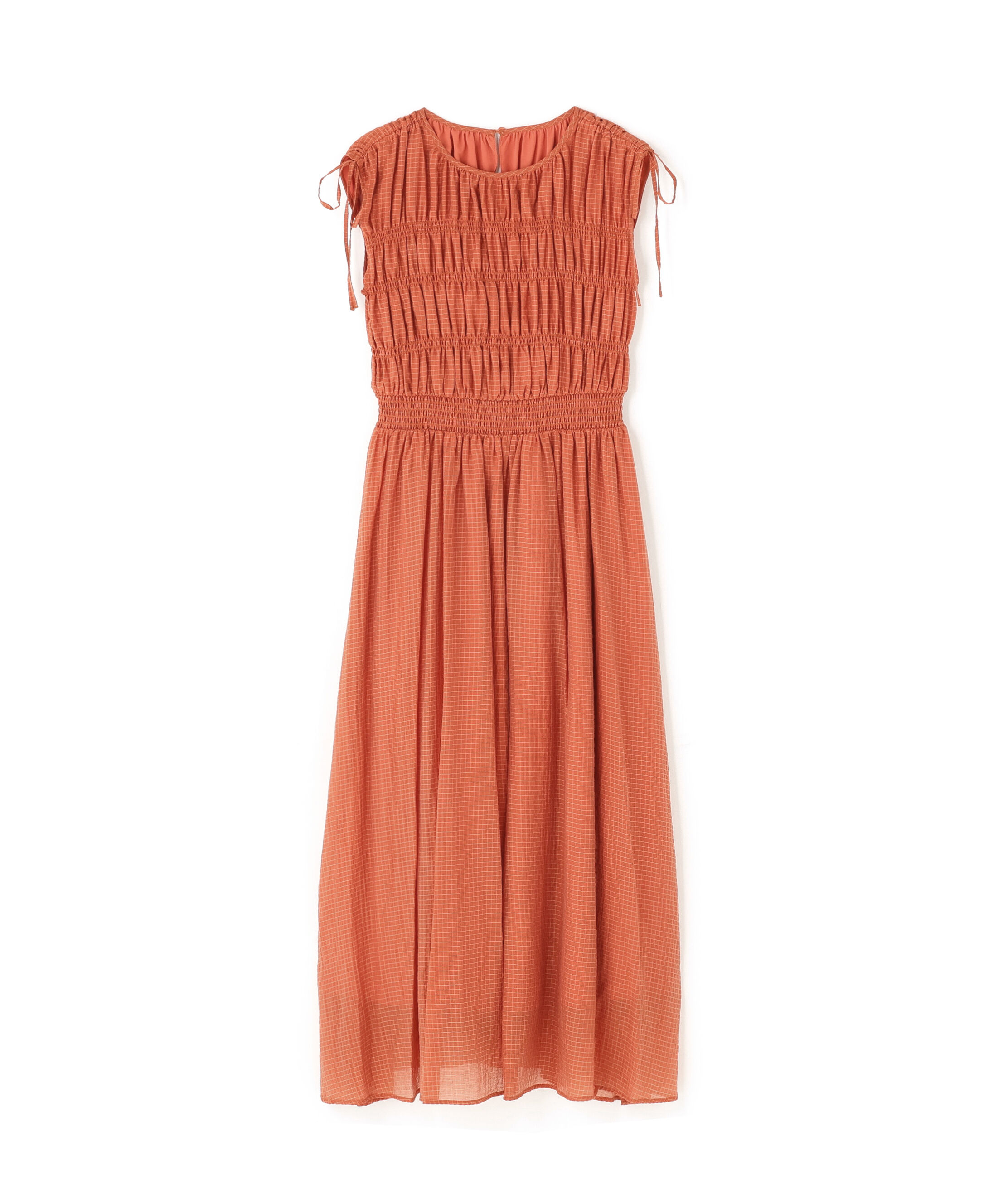  「シアーチェックギャザーワンピース」|ワンピース|