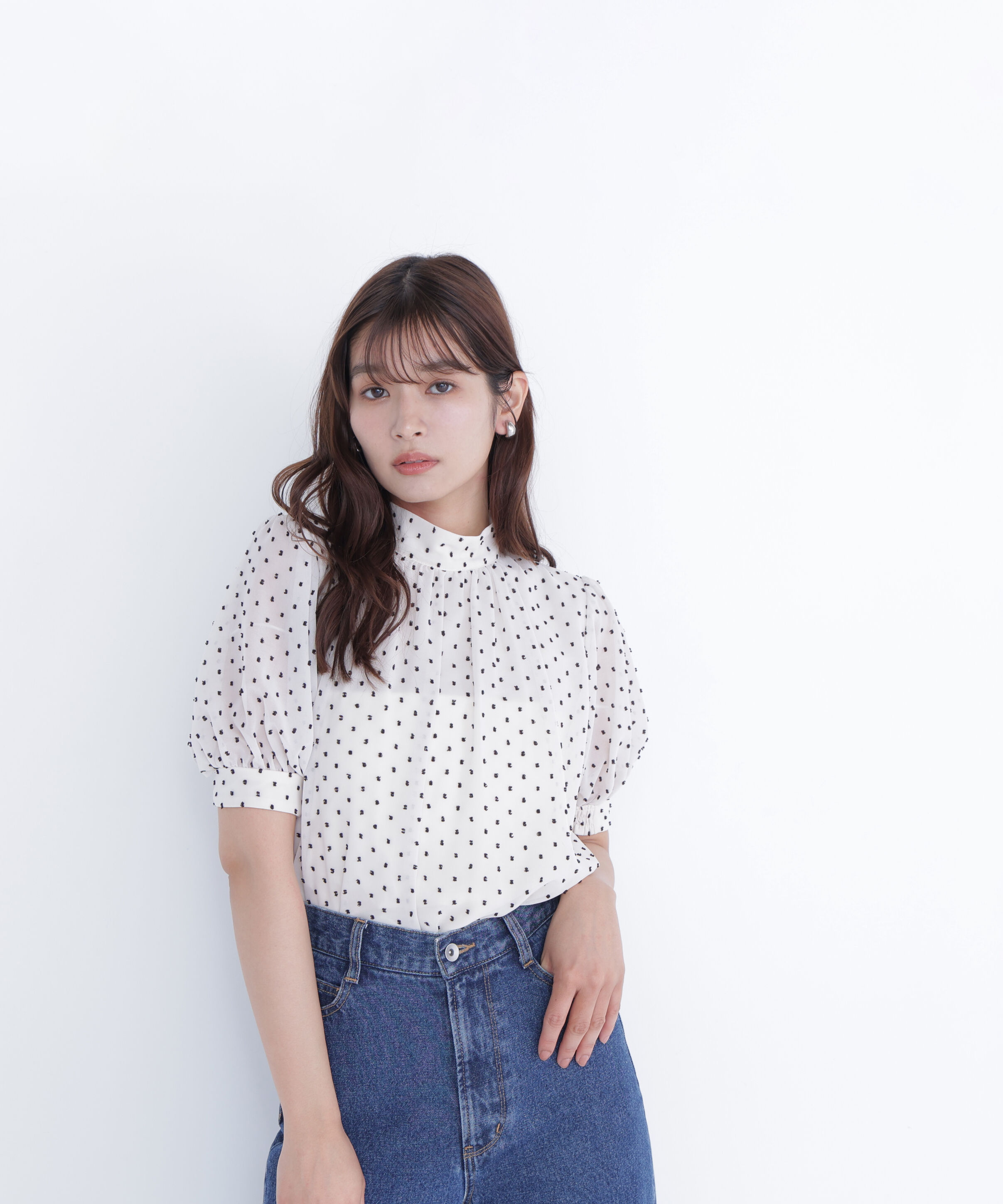  「カットドビーハイネックブラウス」|シャツ・ブラウス|