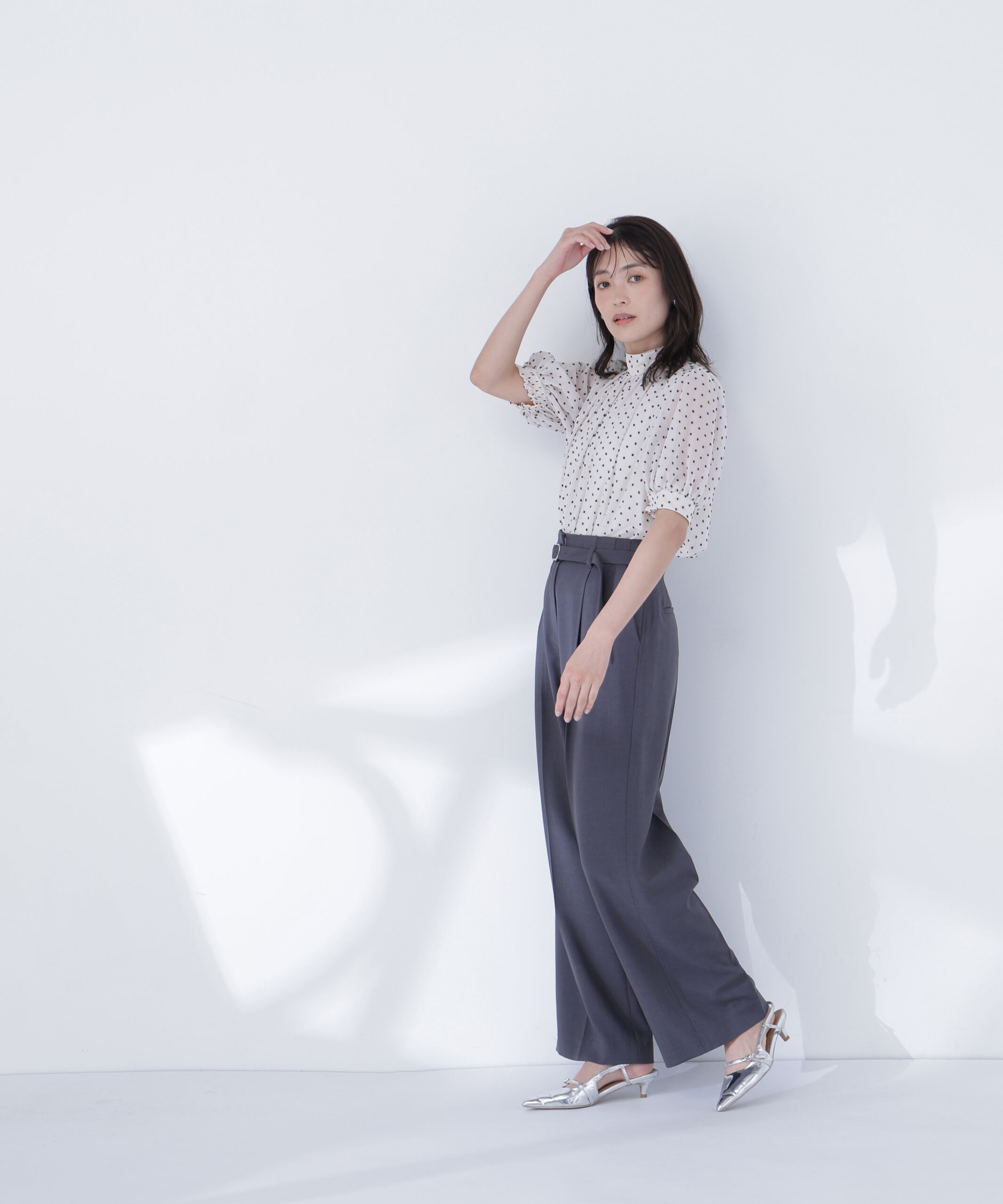  「カットドビーハイネックブラウス」|シャツ・ブラウス|