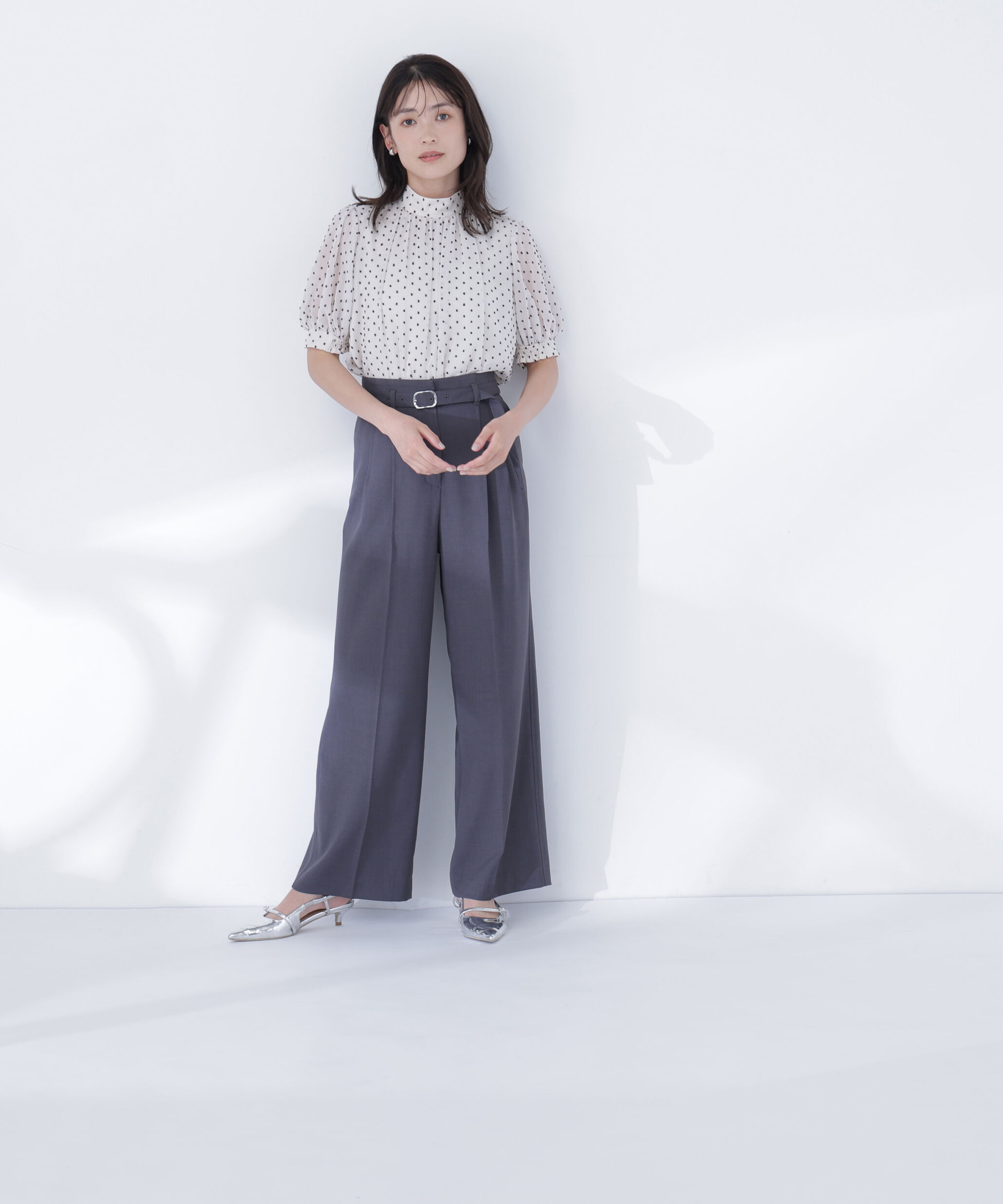  「カットドビーハイネックブラウス」|シャツ・ブラウス|