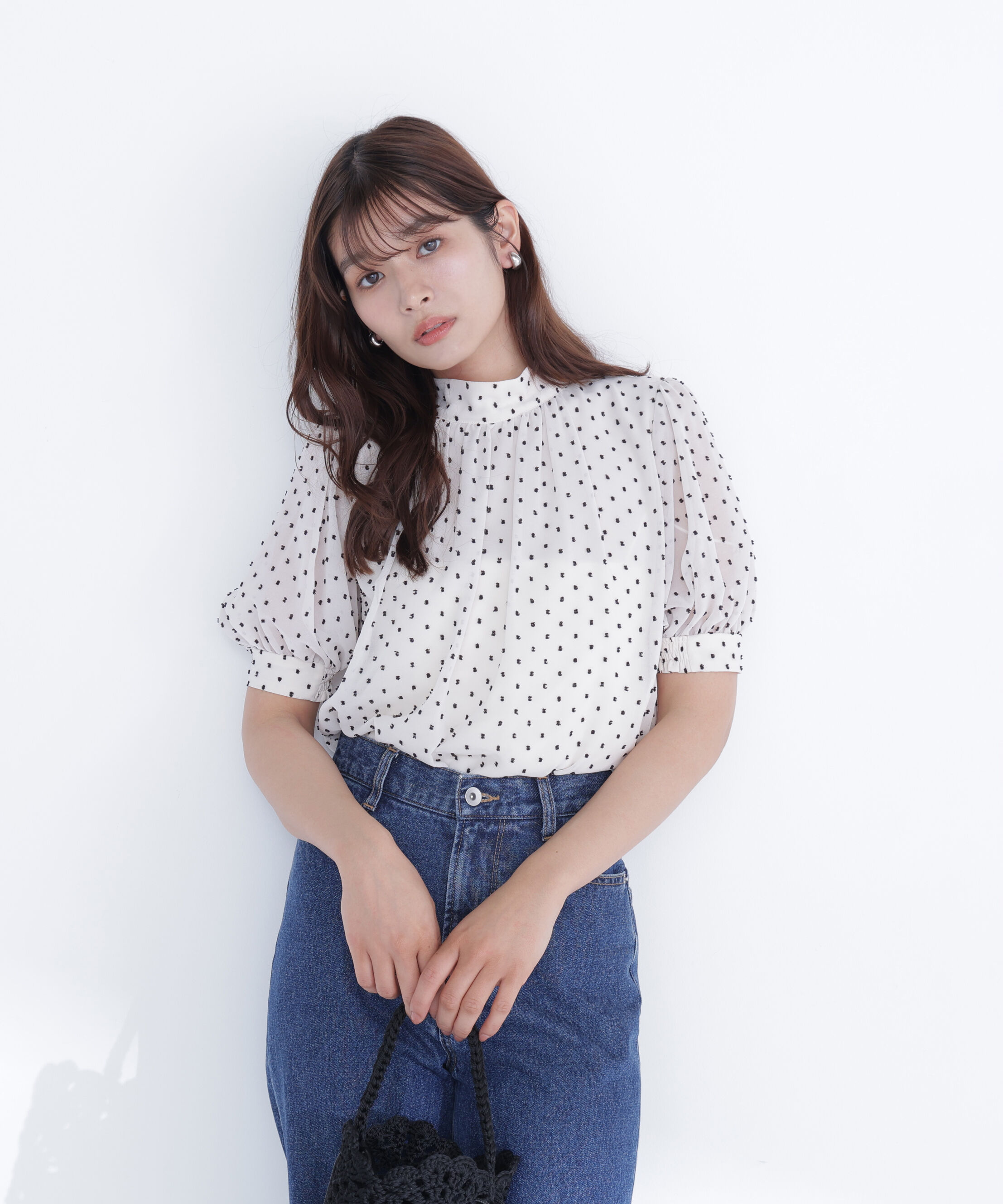  「カットドビーハイネックブラウス」|シャツ・ブラウス|