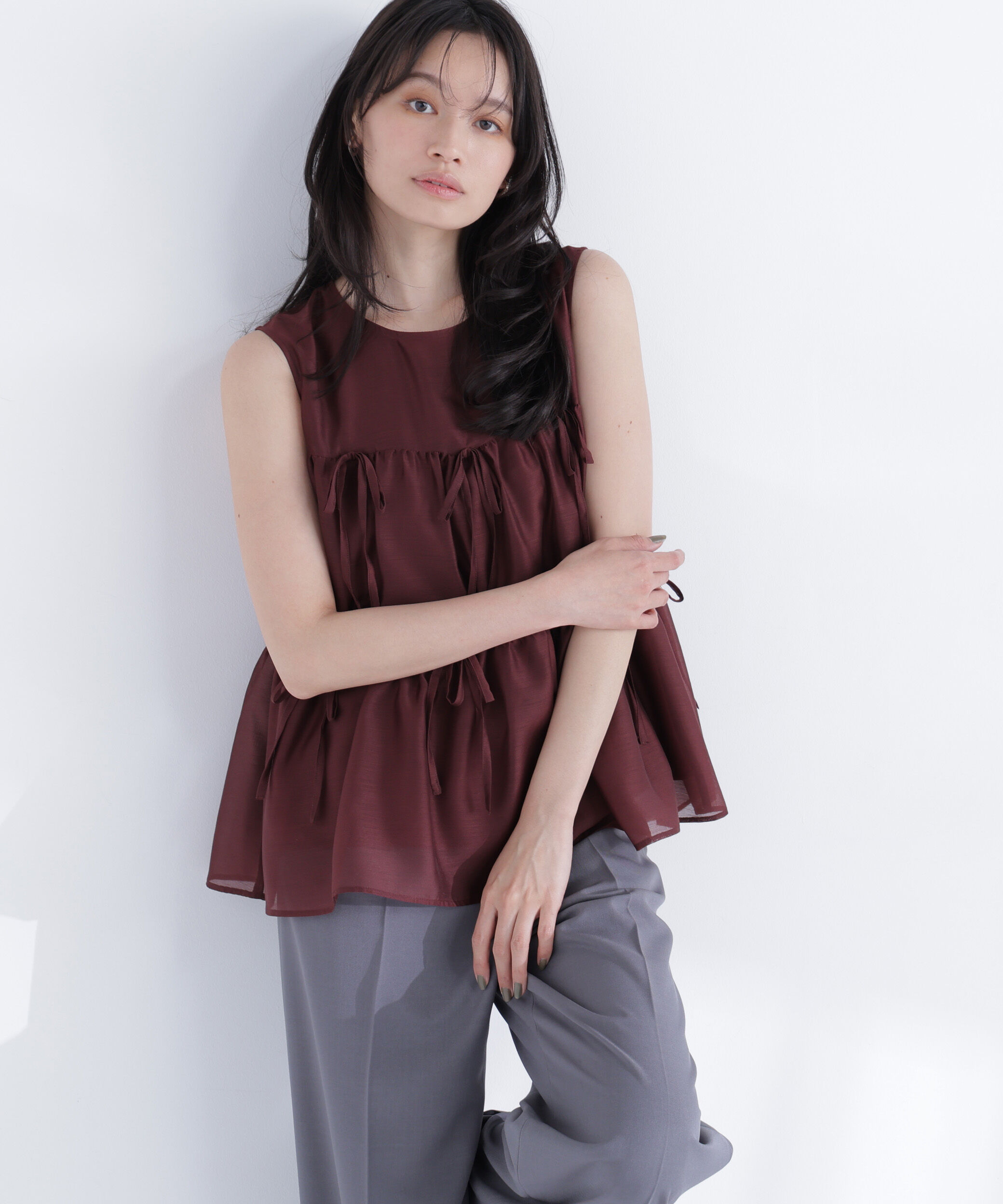  「リボンティアードチュニックブラウス」|シャツ・ブラウス|