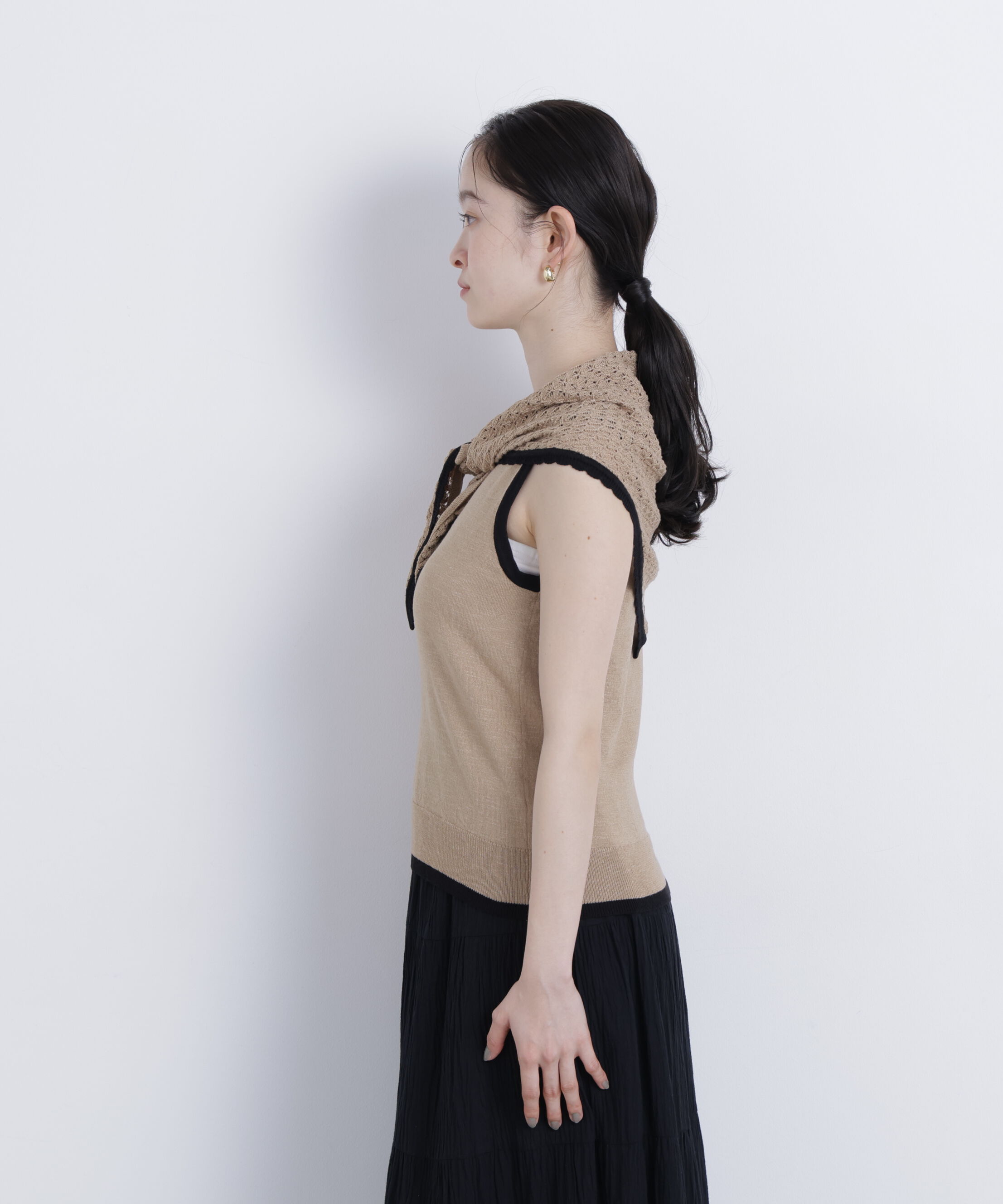  「柄編みスカーフ付ニット」|ニット・セーター|