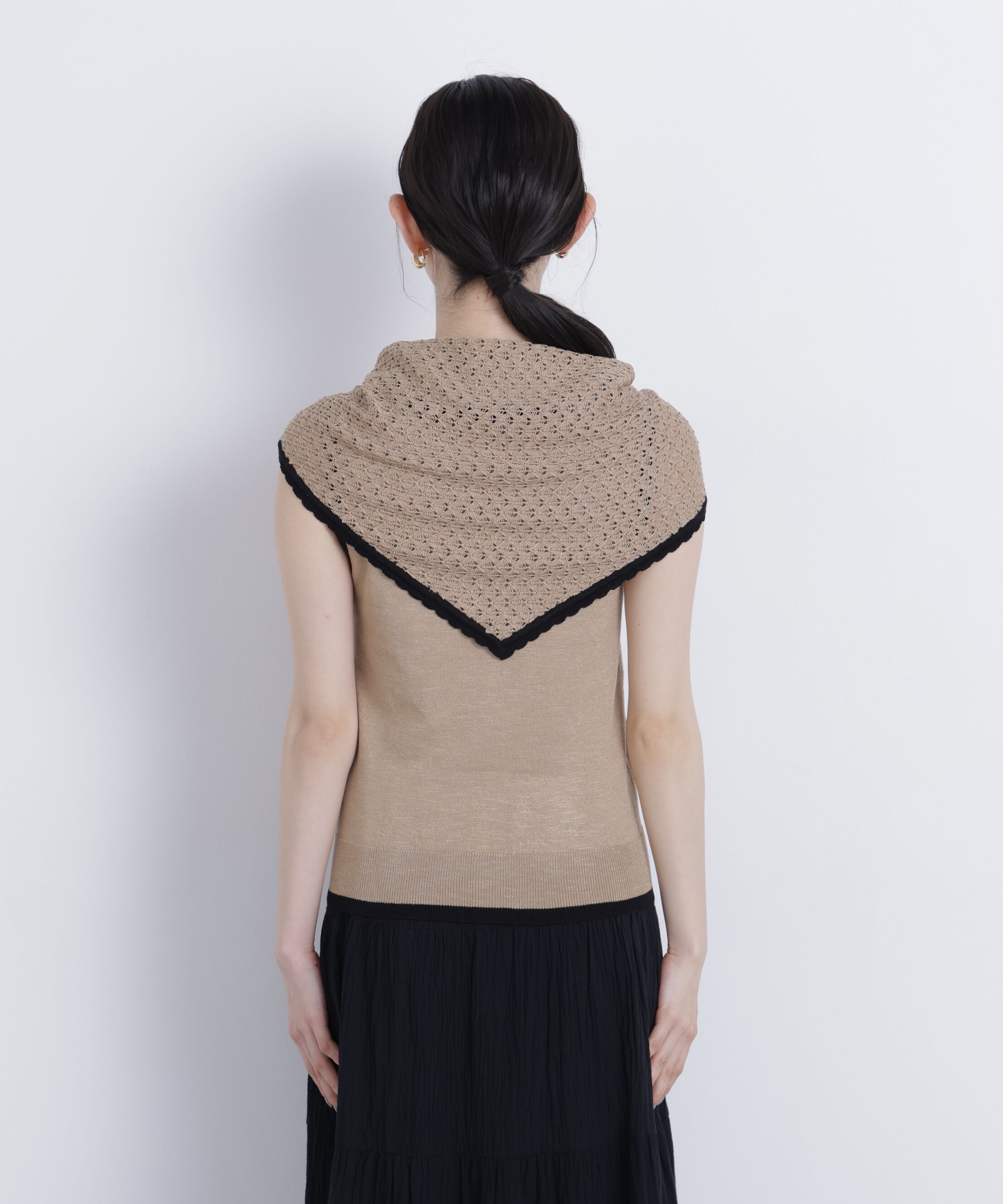  「柄編みスカーフ付ニット」|ニット・セーター|