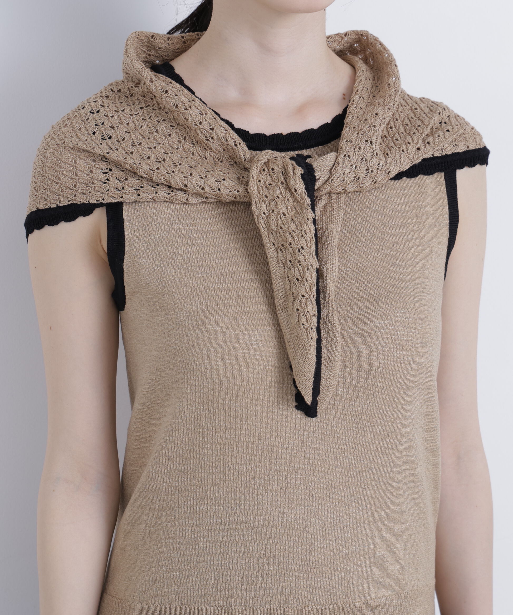  「柄編みスカーフ付ニット」|ニット・セーター|