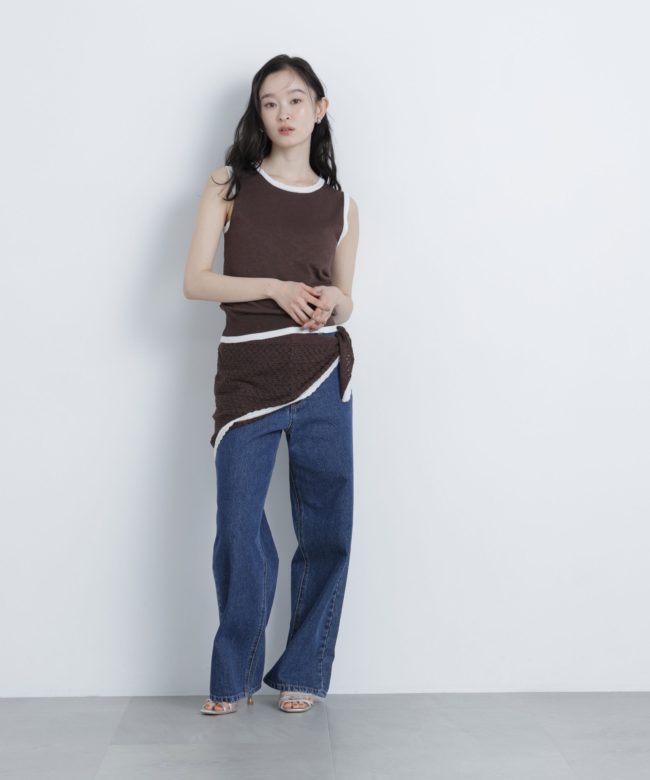  「柄編みスカーフ付ニット」|ニット・セーター|