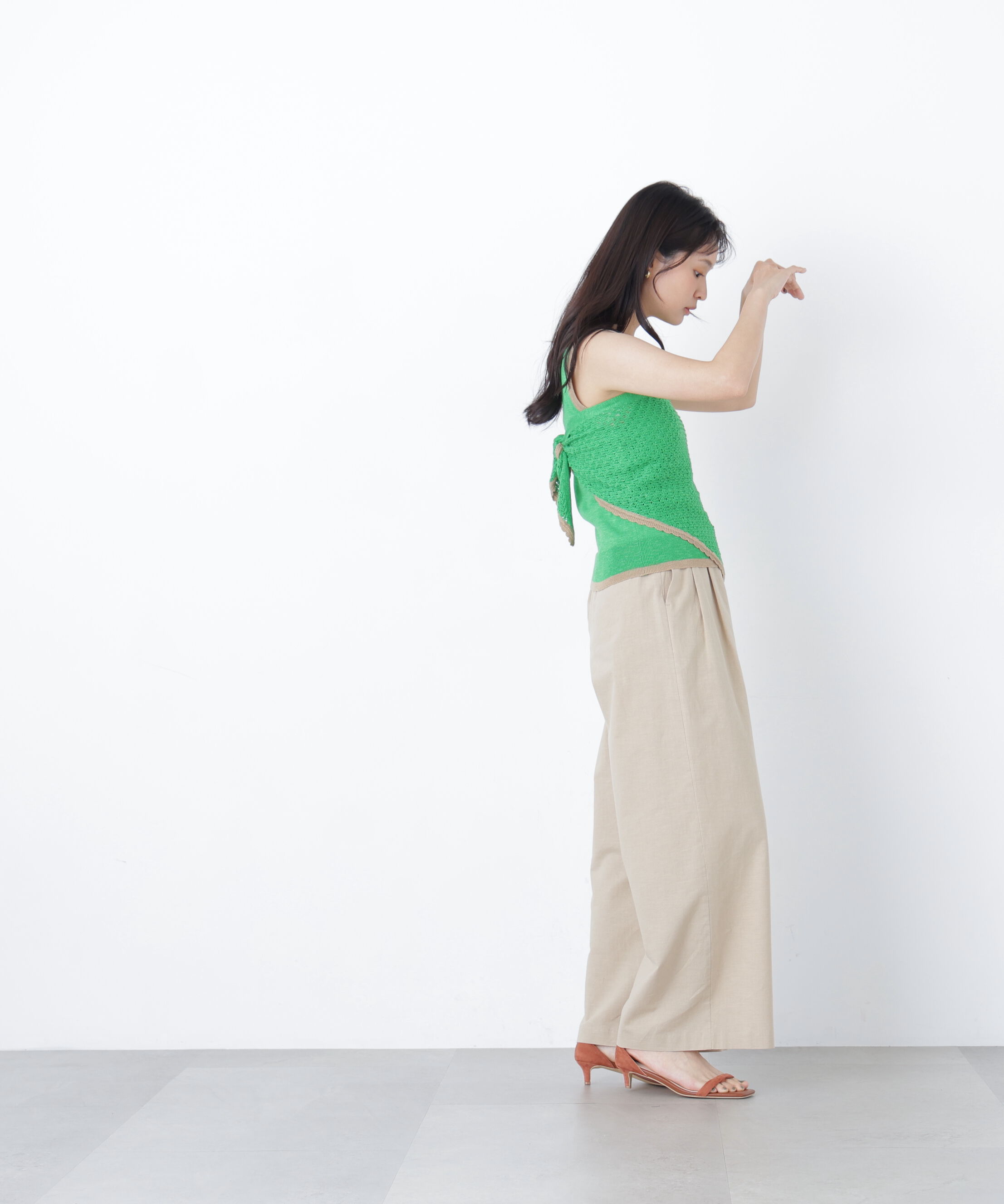  「柄編みスカーフ付ニット」|ニット・セーター|