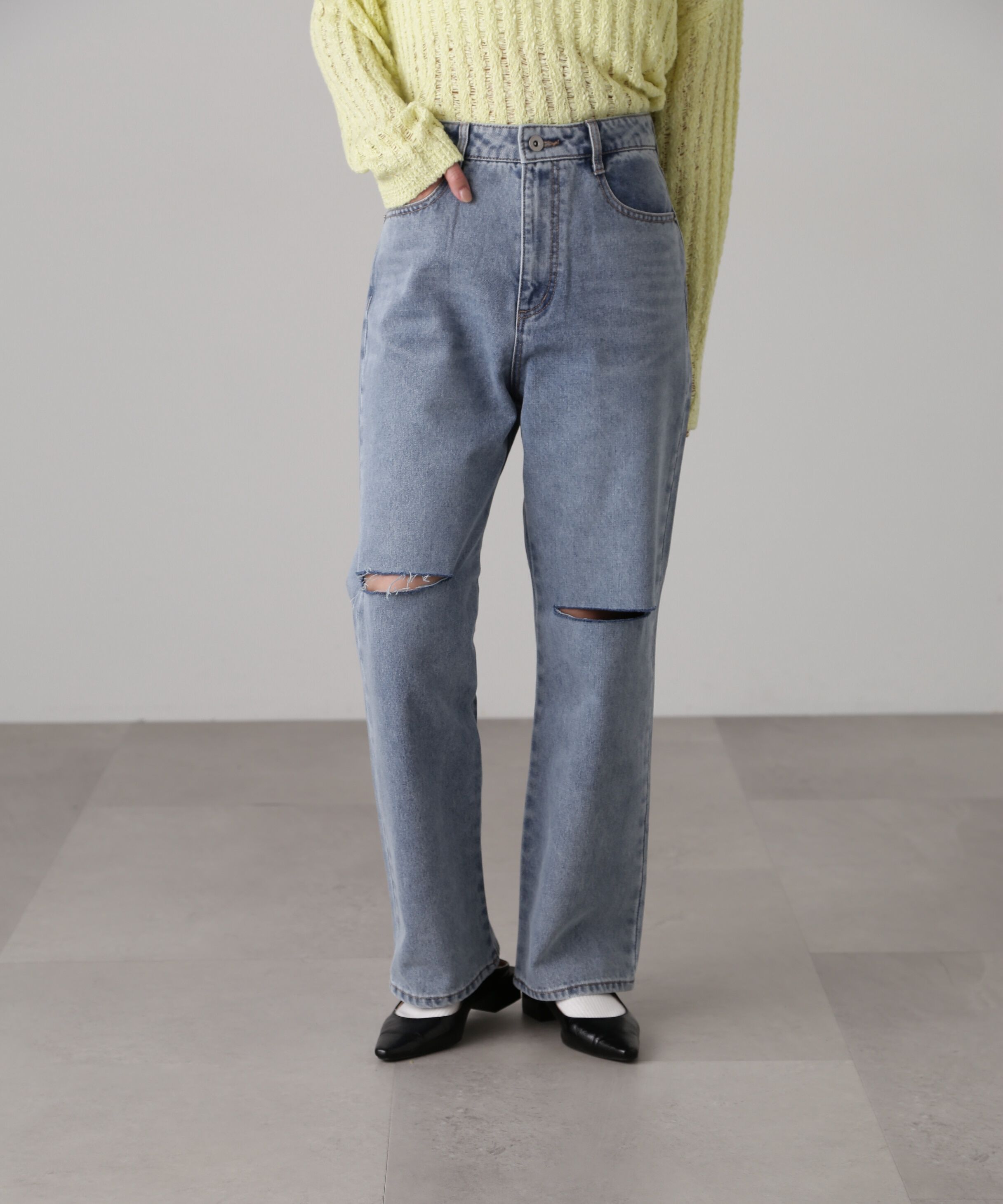  「[低身長サイズ/Sシリーズ]ニーカットストレートデニムパンツ」|その他|ハイブリーチ3