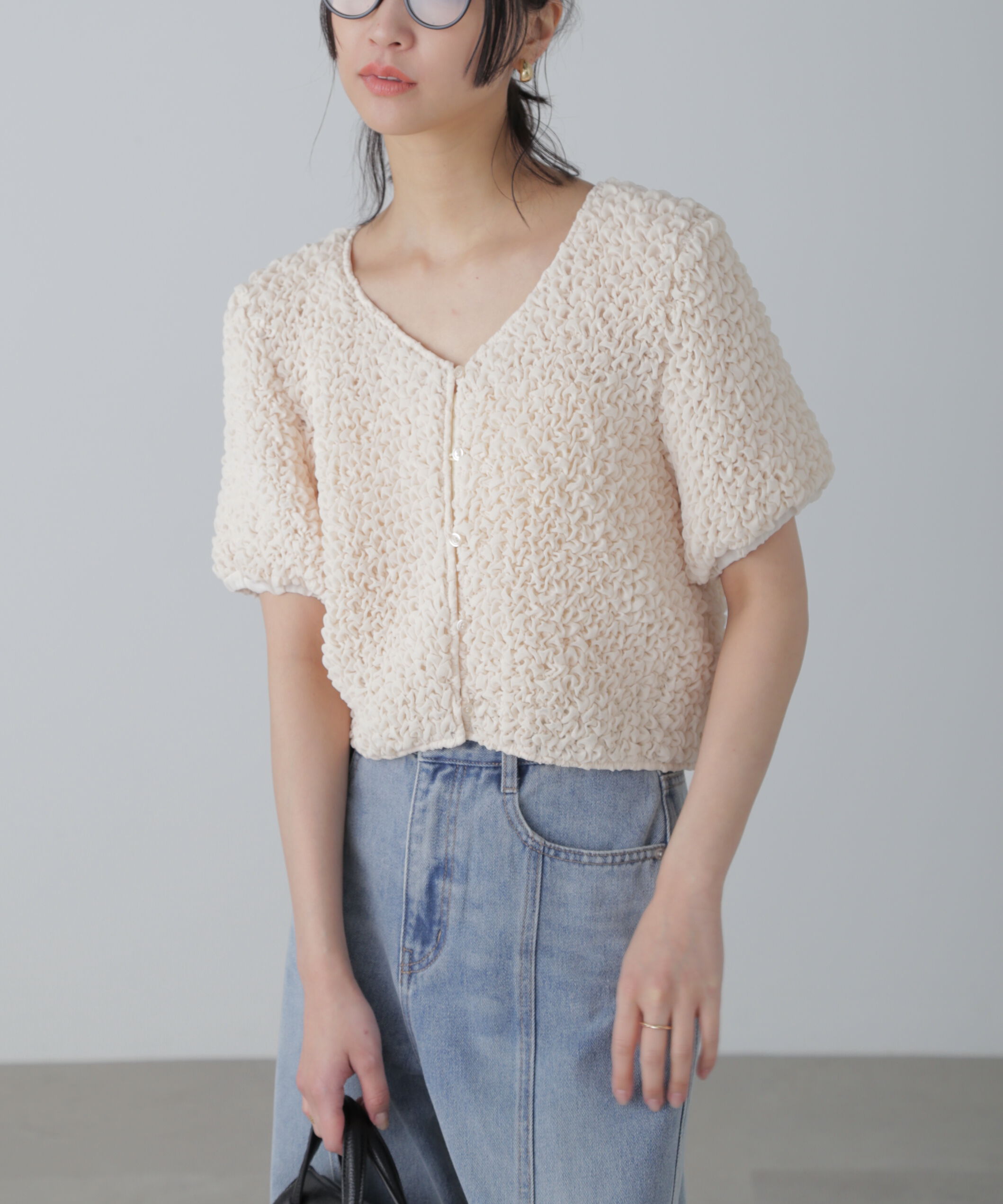  「前後2wayポコポコクロップドブラウス」|シャツ・ブラウス|