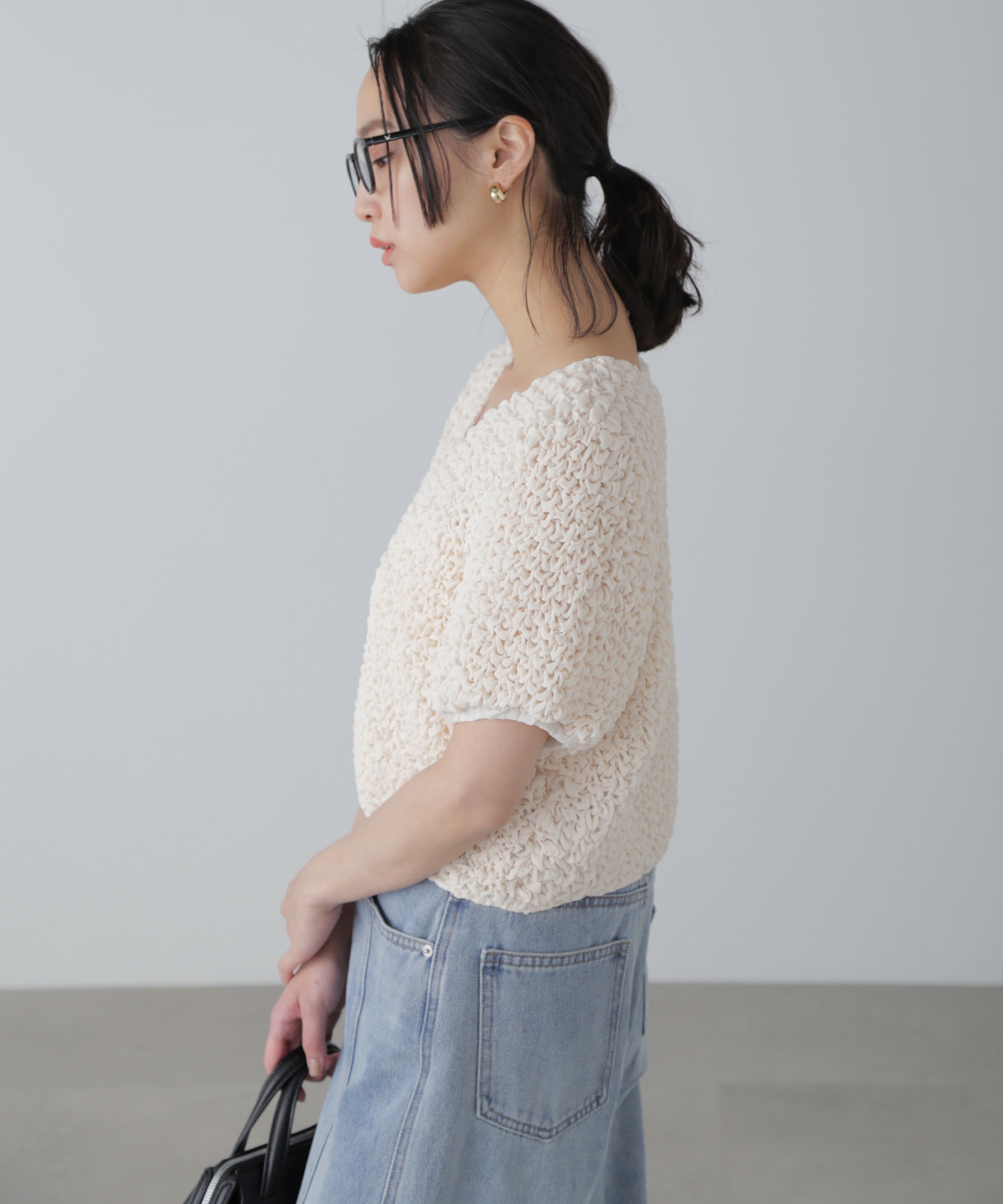  「前後2wayポコポコクロップドブラウス」|シャツ・ブラウス|