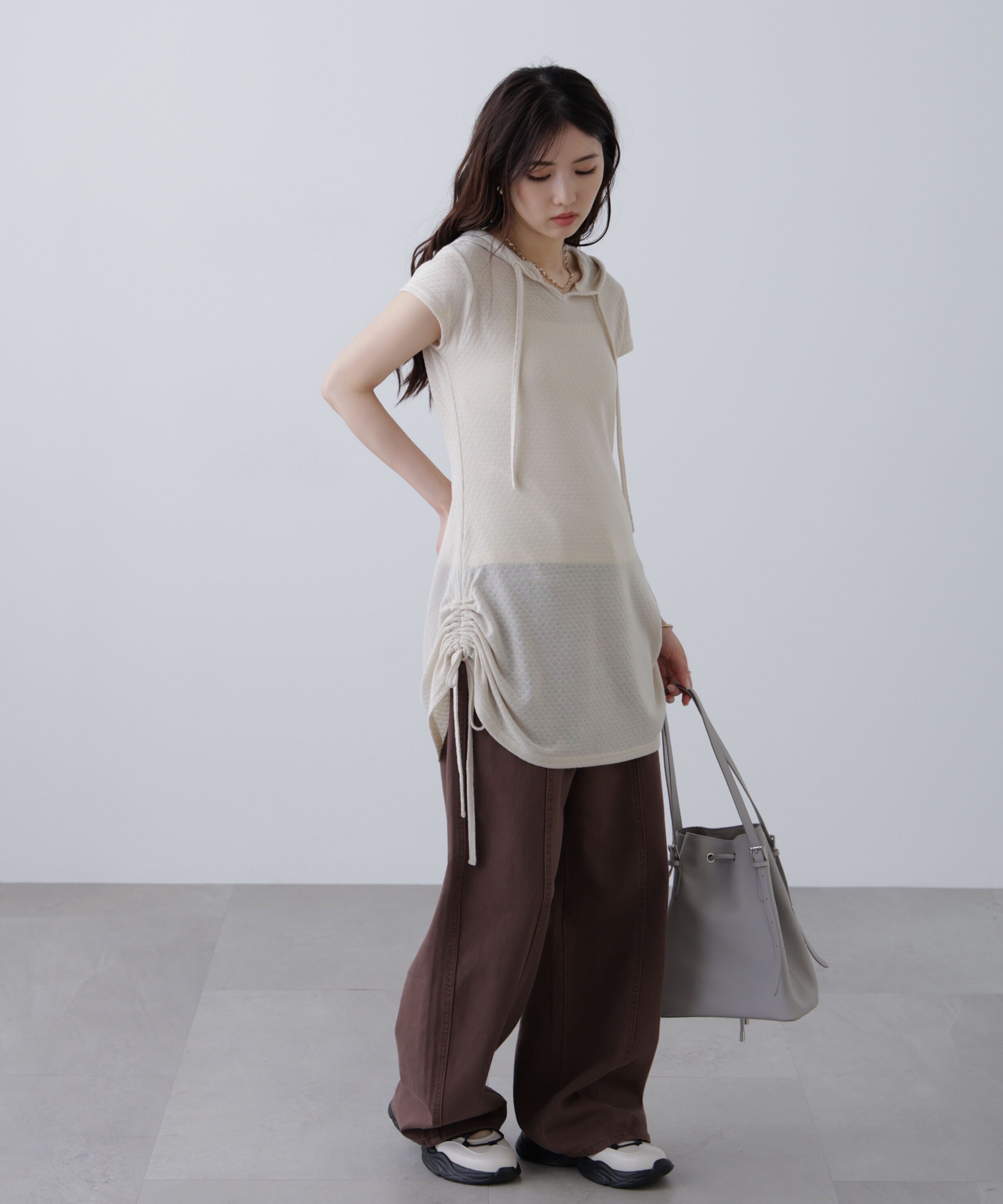  「サイドシャーリングフーディーミニワンピース」|ワンピース|