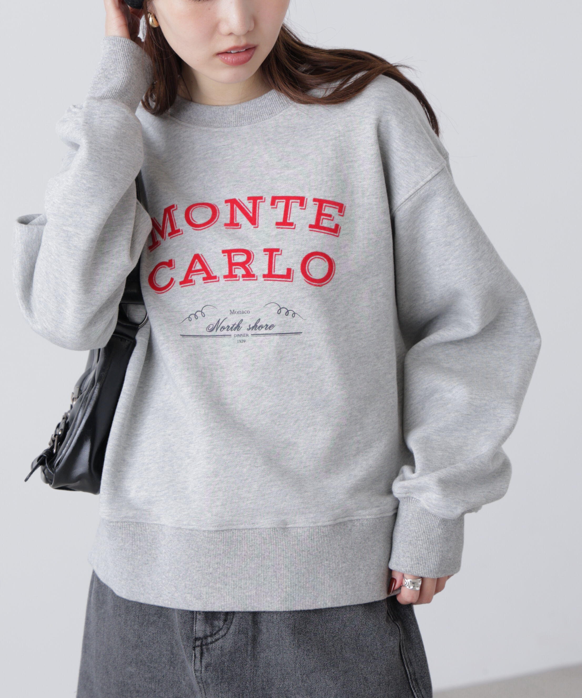  「フロッキーロゴ刺繍スウェット」|Tシャツ・カットソー|グレー