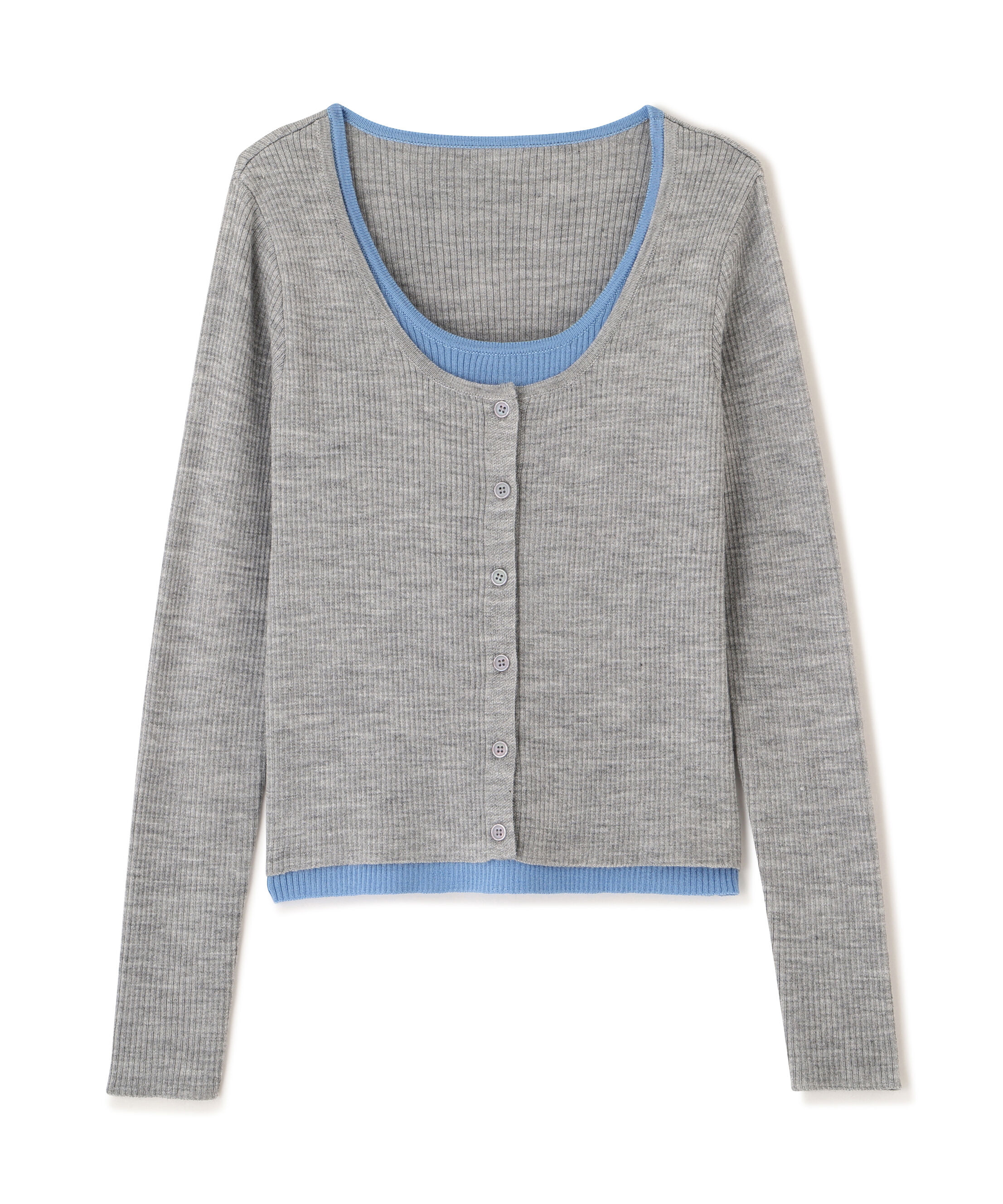  「配色レイヤードリブニットカーディガン」|ニット・セーター|