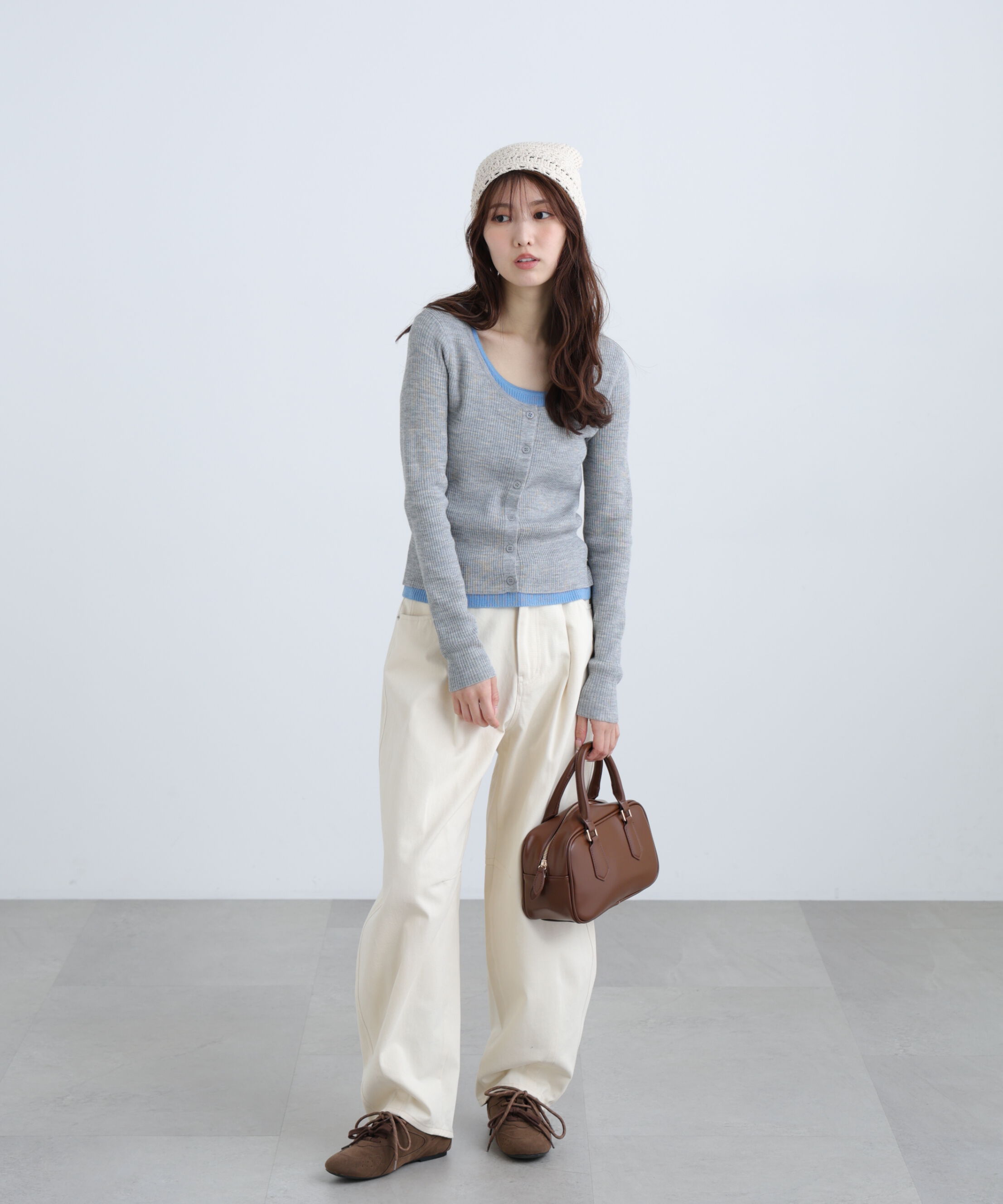  「配色レイヤードリブニットカーディガン」|ニット・セーター|