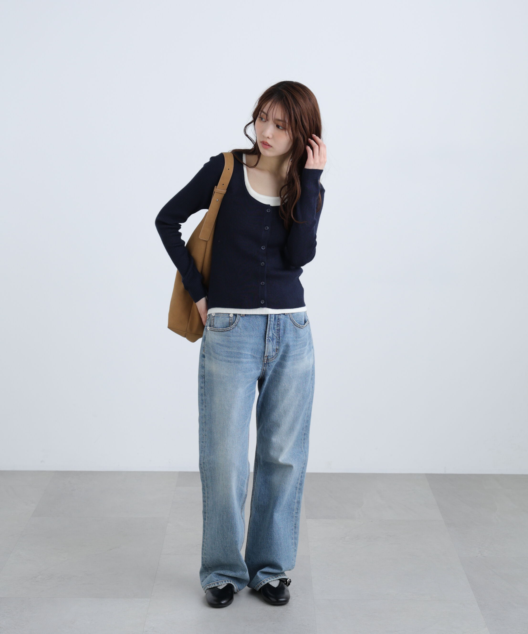  「配色レイヤードリブニットカーディガン」|ニット・セーター|